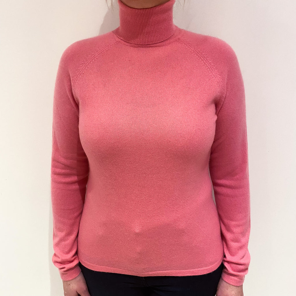 Lupin Pink Cashmere Polo Neck Jumper Large