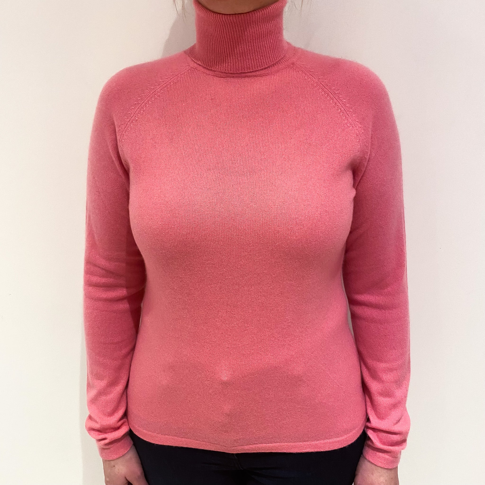 Lupin Pink Cashmere Polo Neck Jumper Large