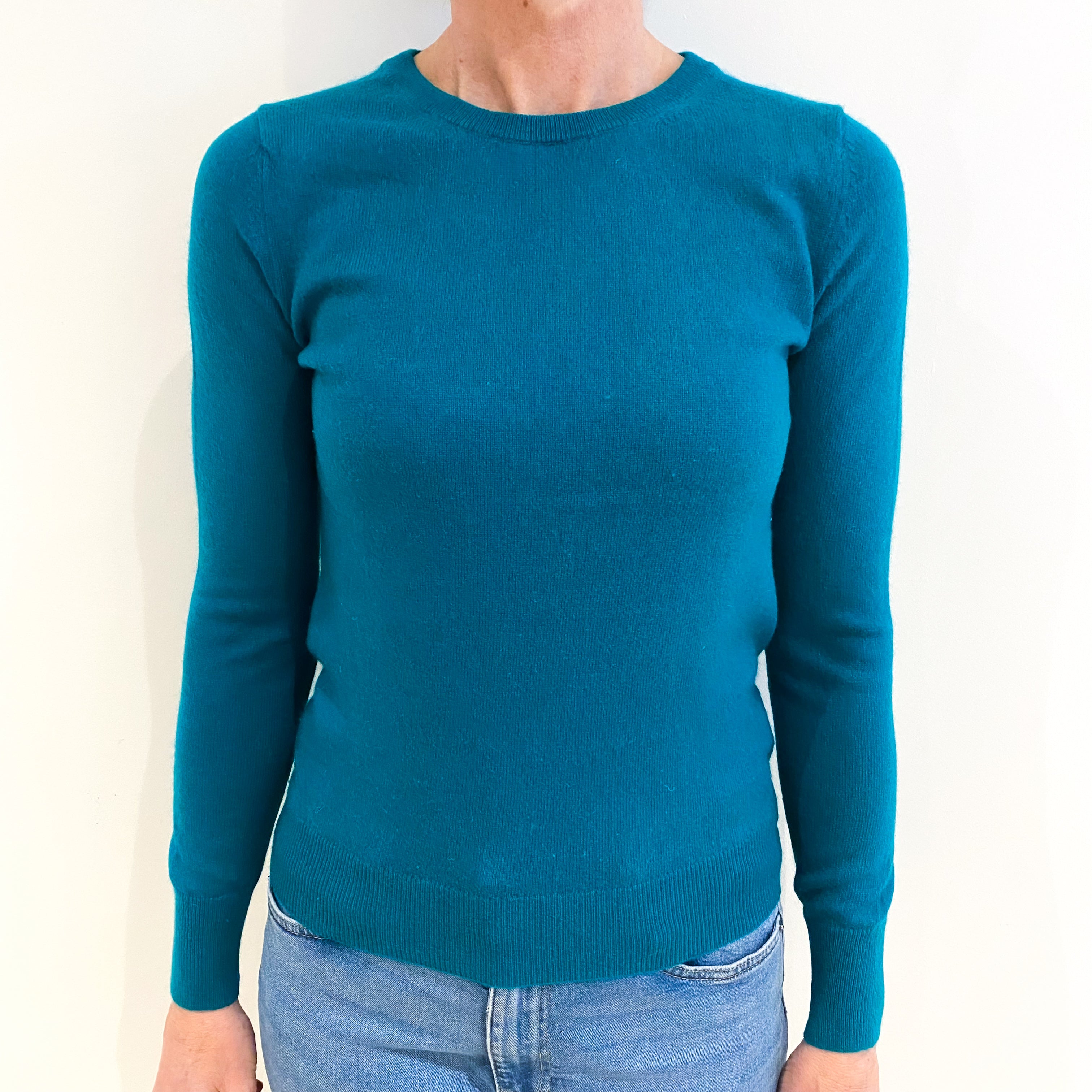 Lincoln Green Cashmere Crew Neck Jumper Small