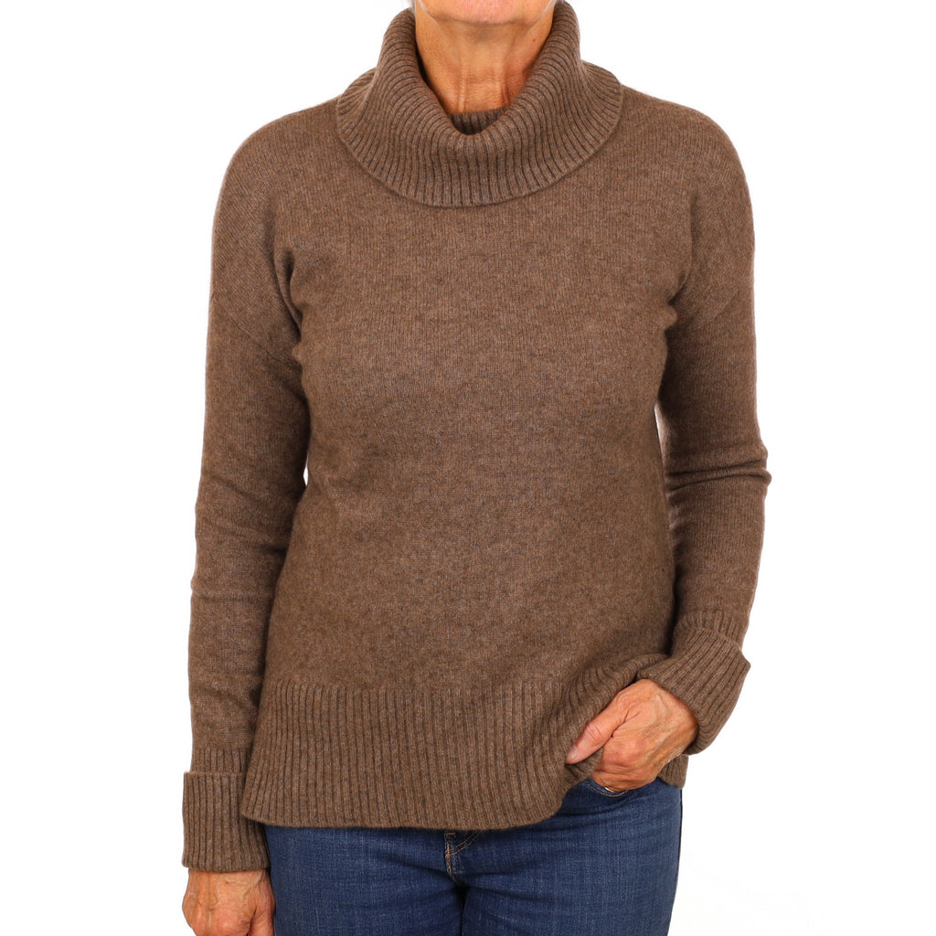 Mocha Brown Cashmere Cowl Neck Jumper Medium