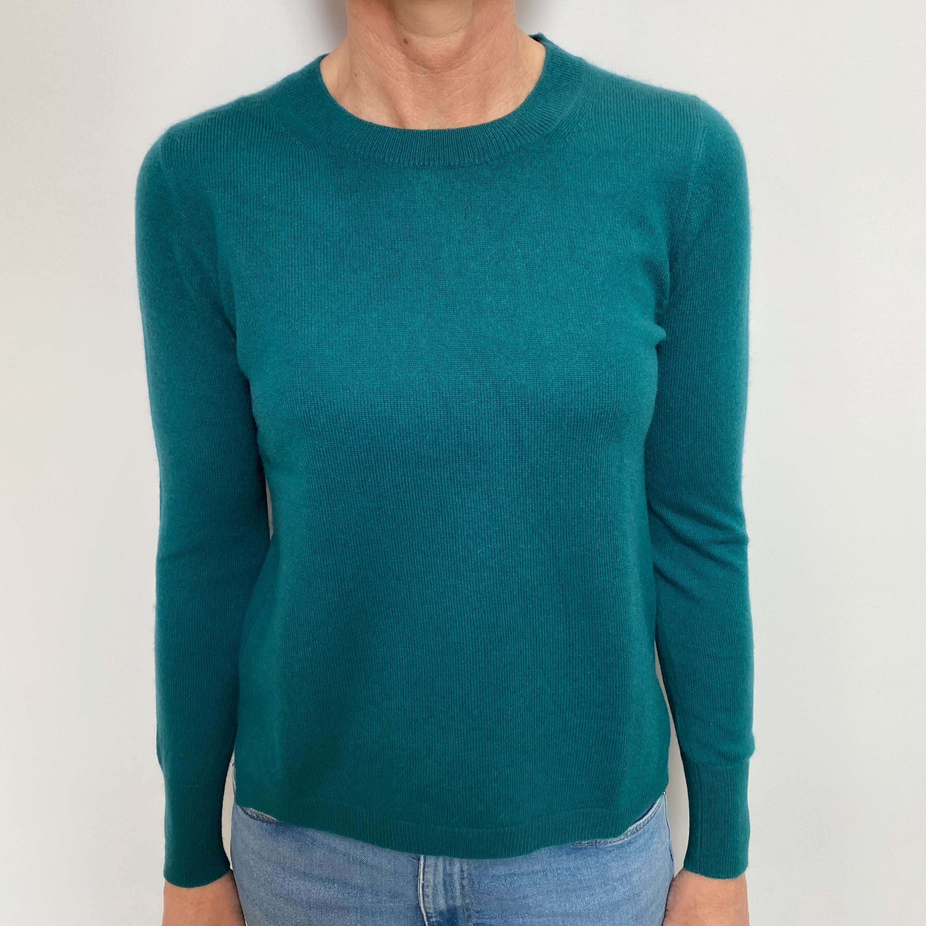 Teal Green Cashmere Crew Neck Jumper Small