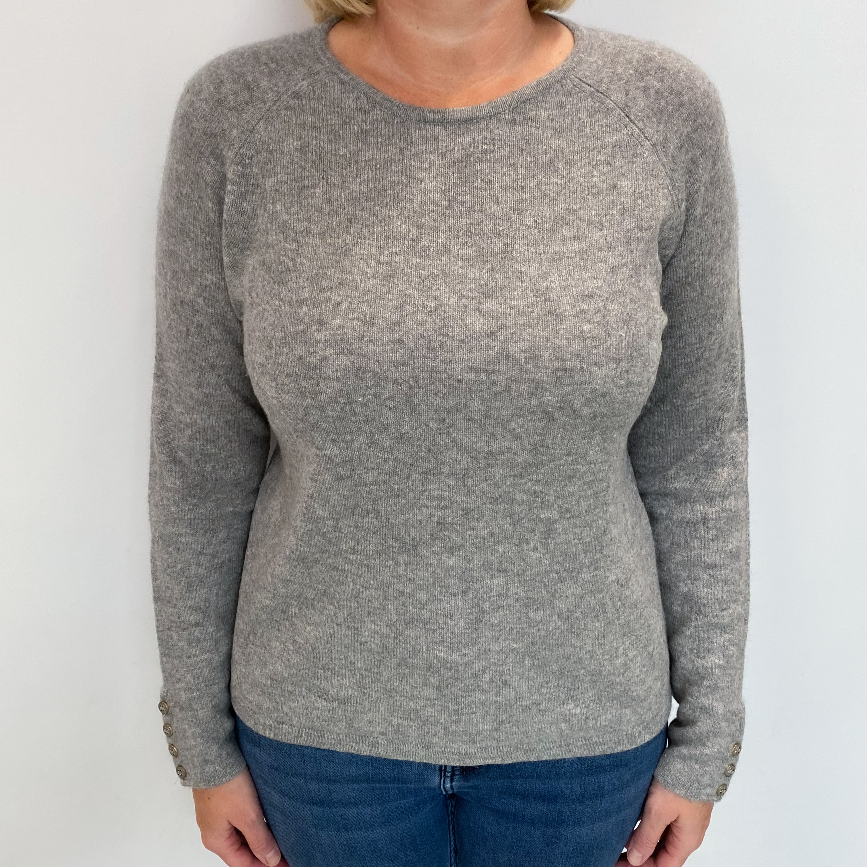 Steel Grey Cashmere Crew Neck Jumper Large