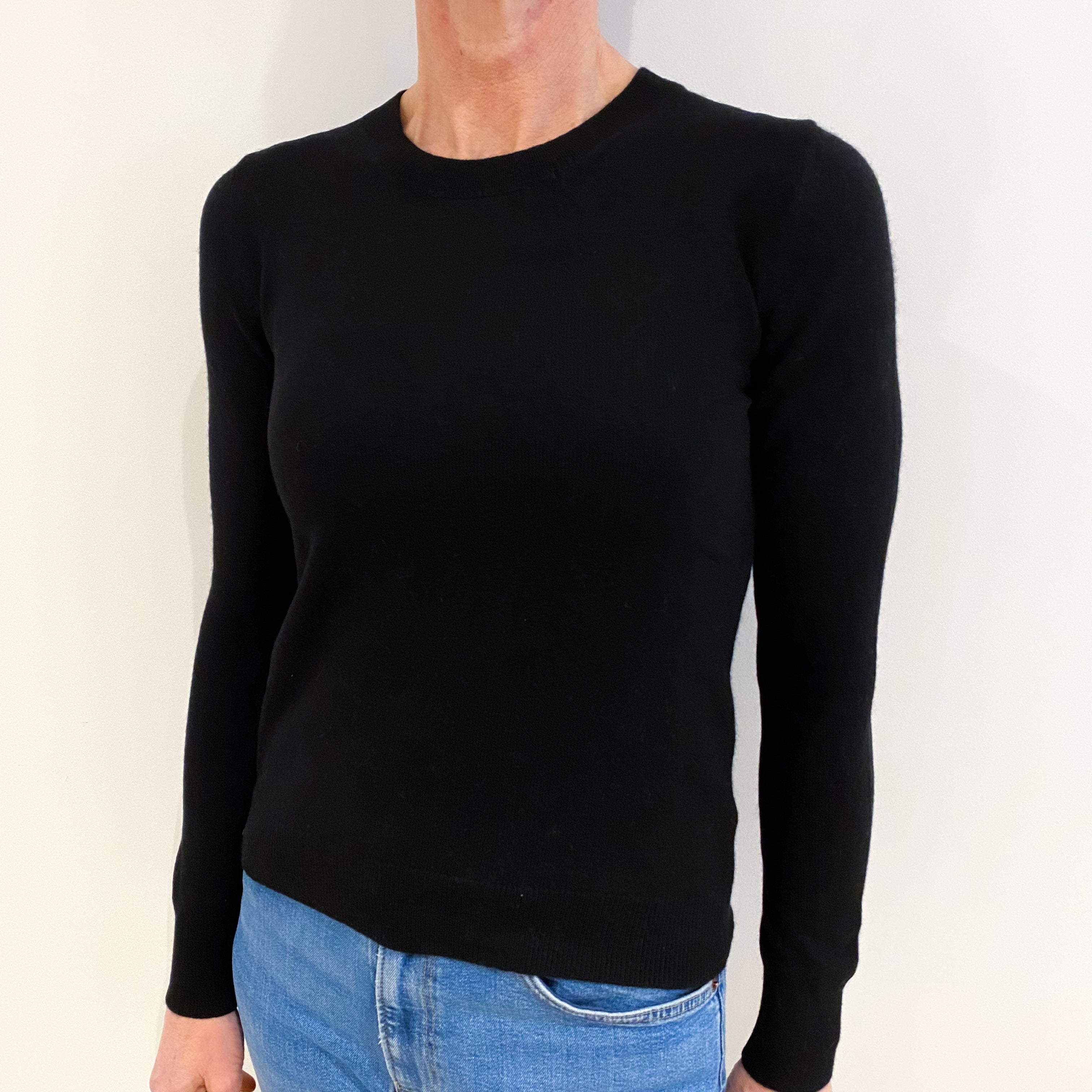 Black Cashmere Crew Neck Jumper Small