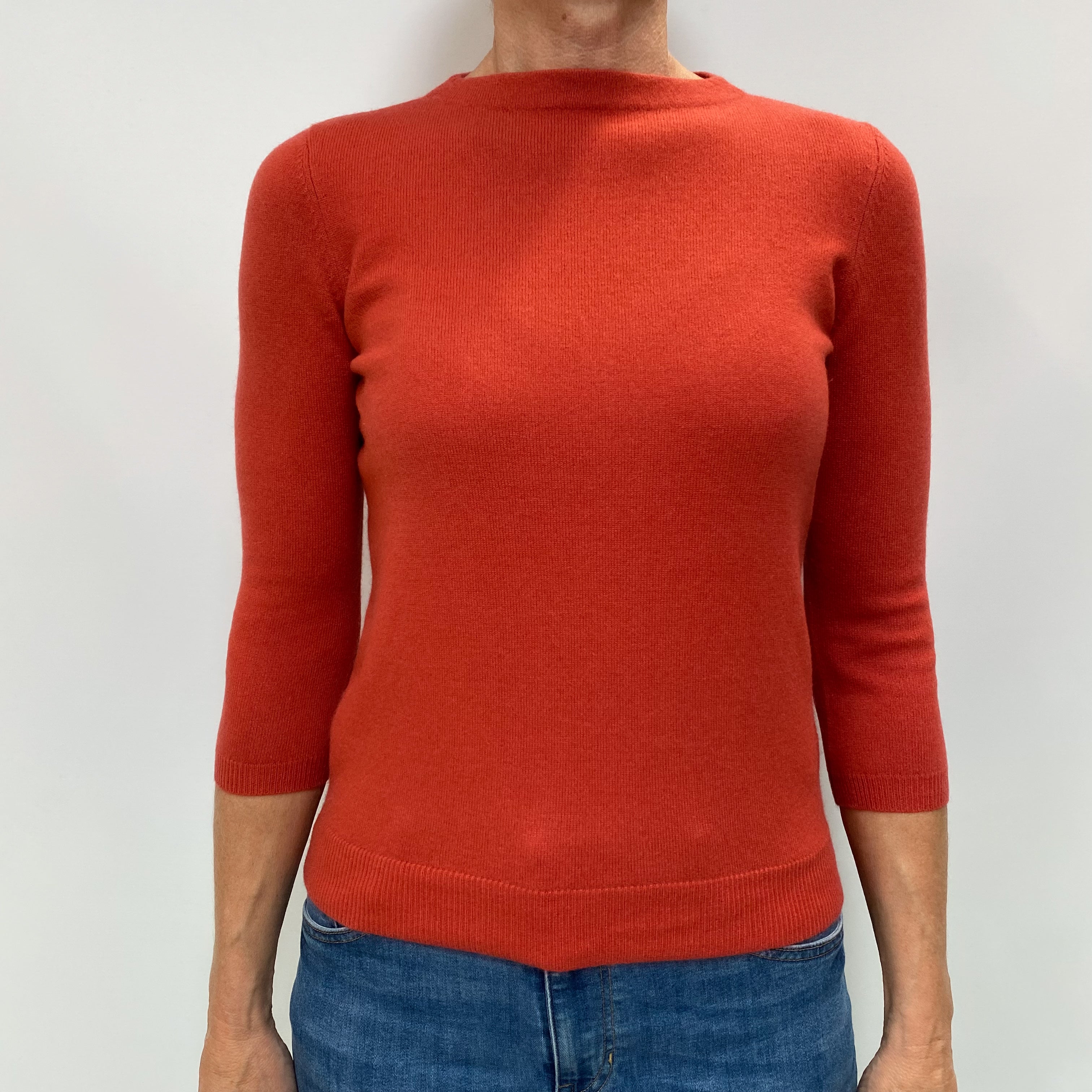 Paprika Orange Cashmere Crew Neck Jumper Small