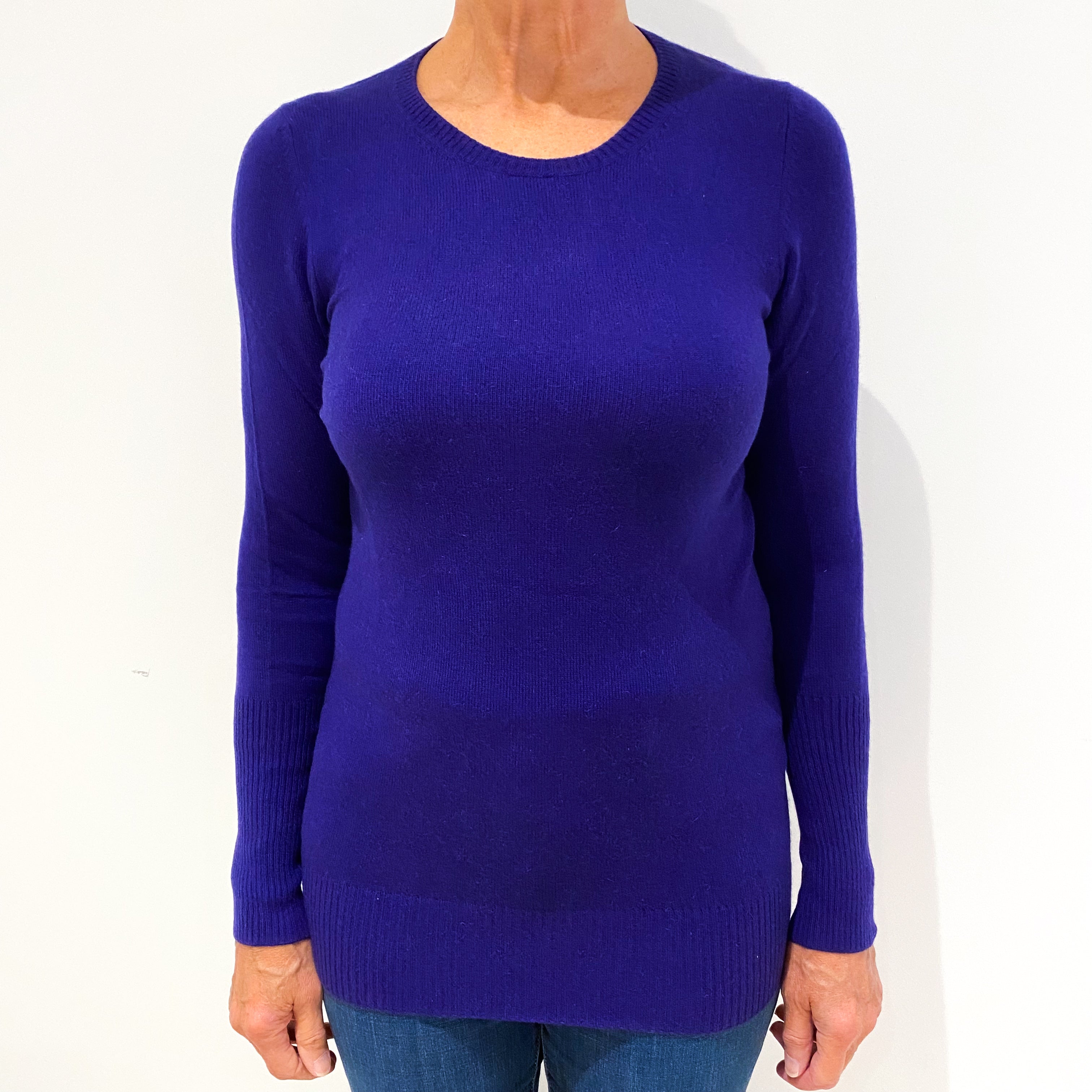 Blueberry Purple Cashmere Crew Neck Jumper Medium