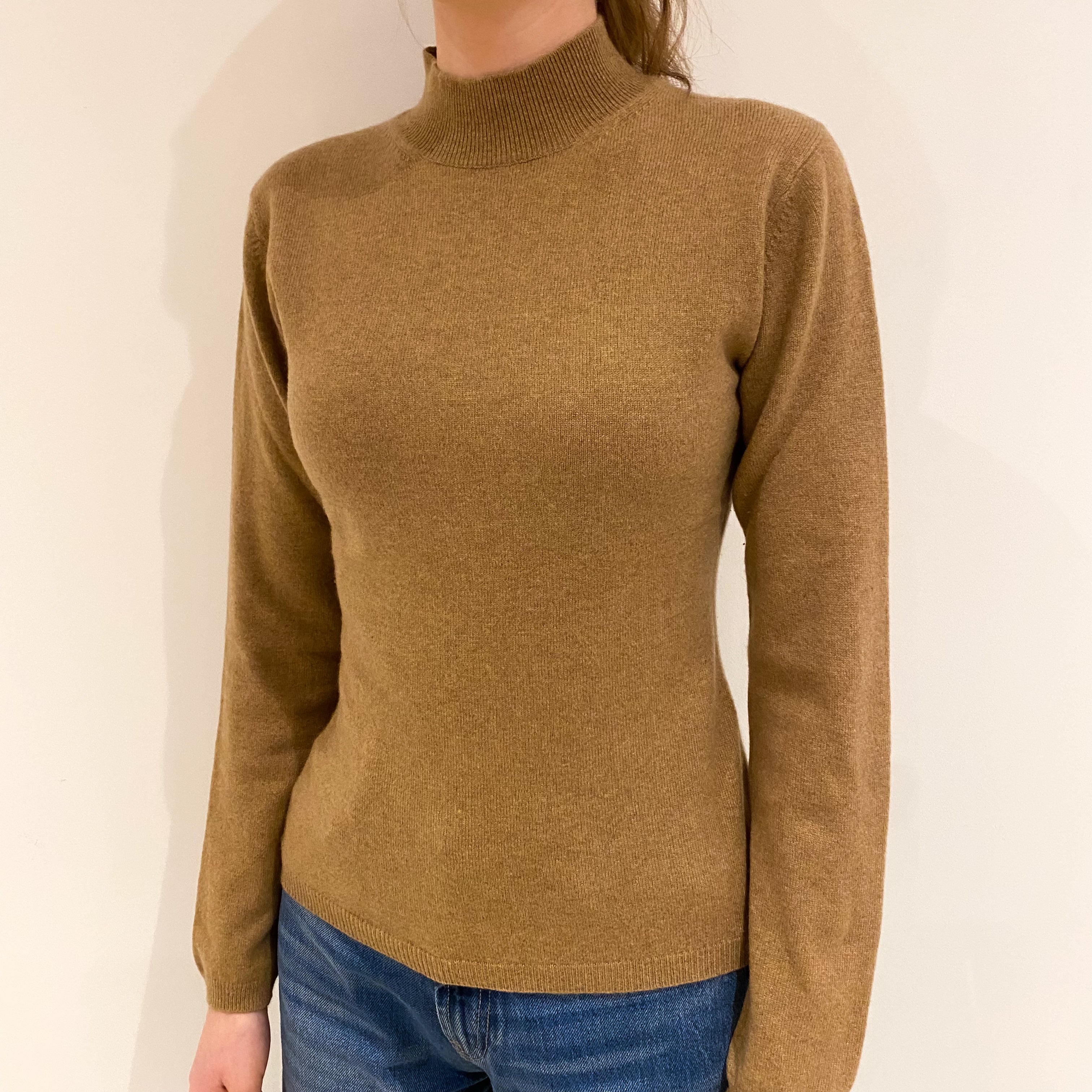 Toffee Brown Cashmere Turtle Neck Jumper Extra Small
