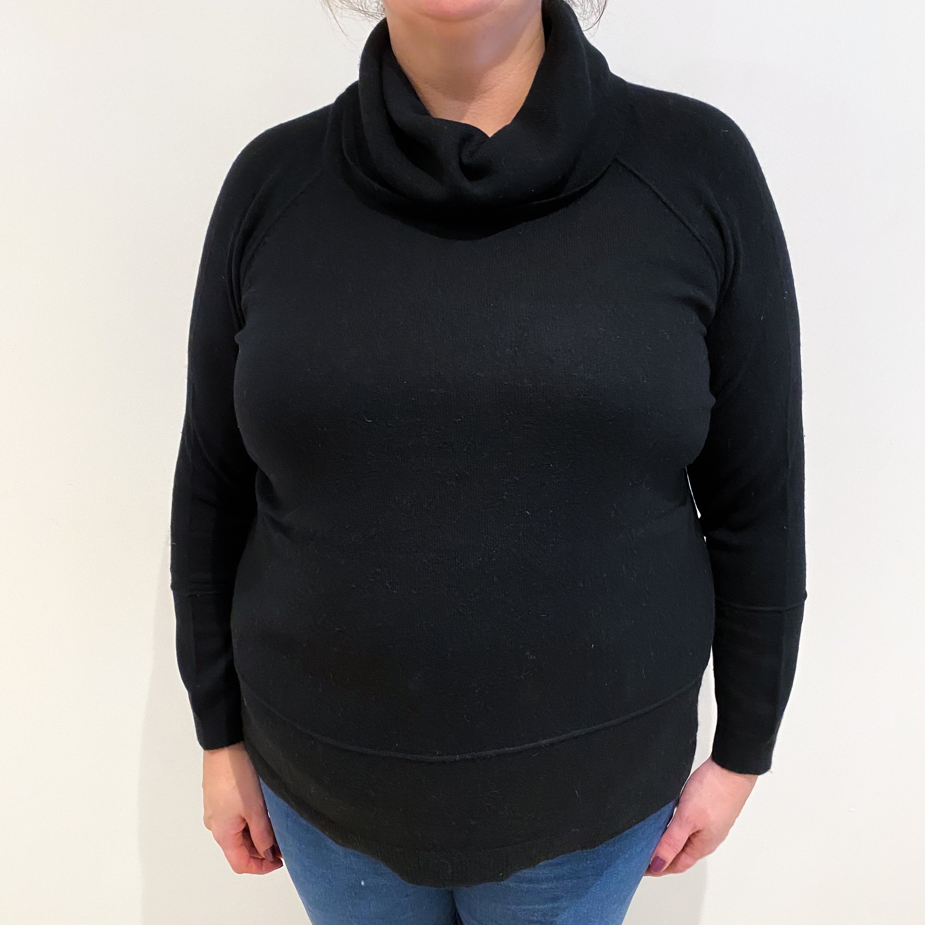 Black Cashmere Cowl Neck Jumper Extra Large