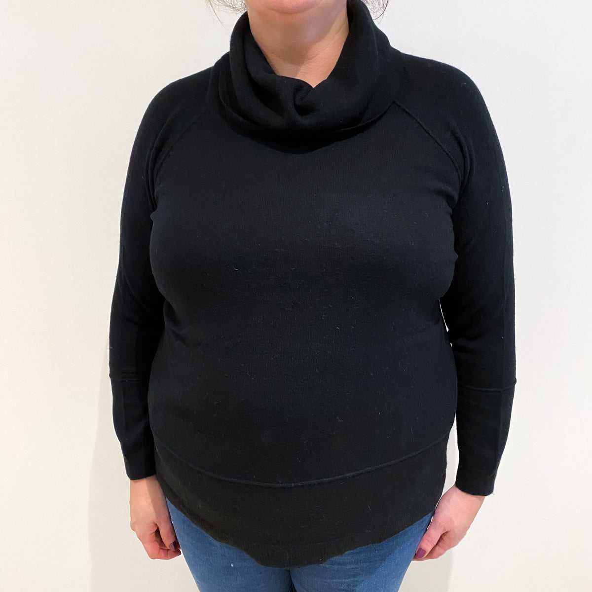 Black Cashmere Cowl Neck Jumper Extra Large