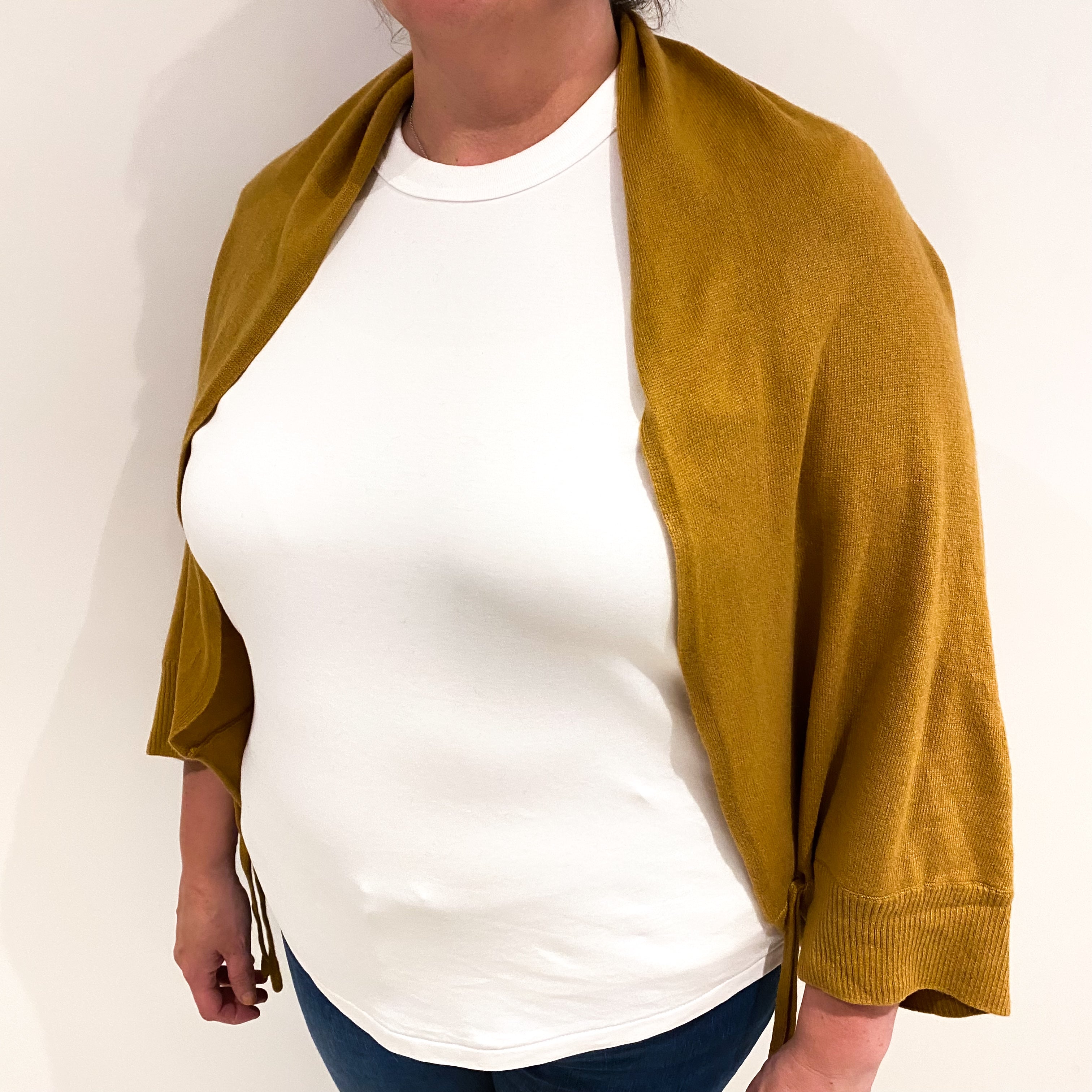 Flaxen Yellow Cashmere Bolero Cardigan Extra Large