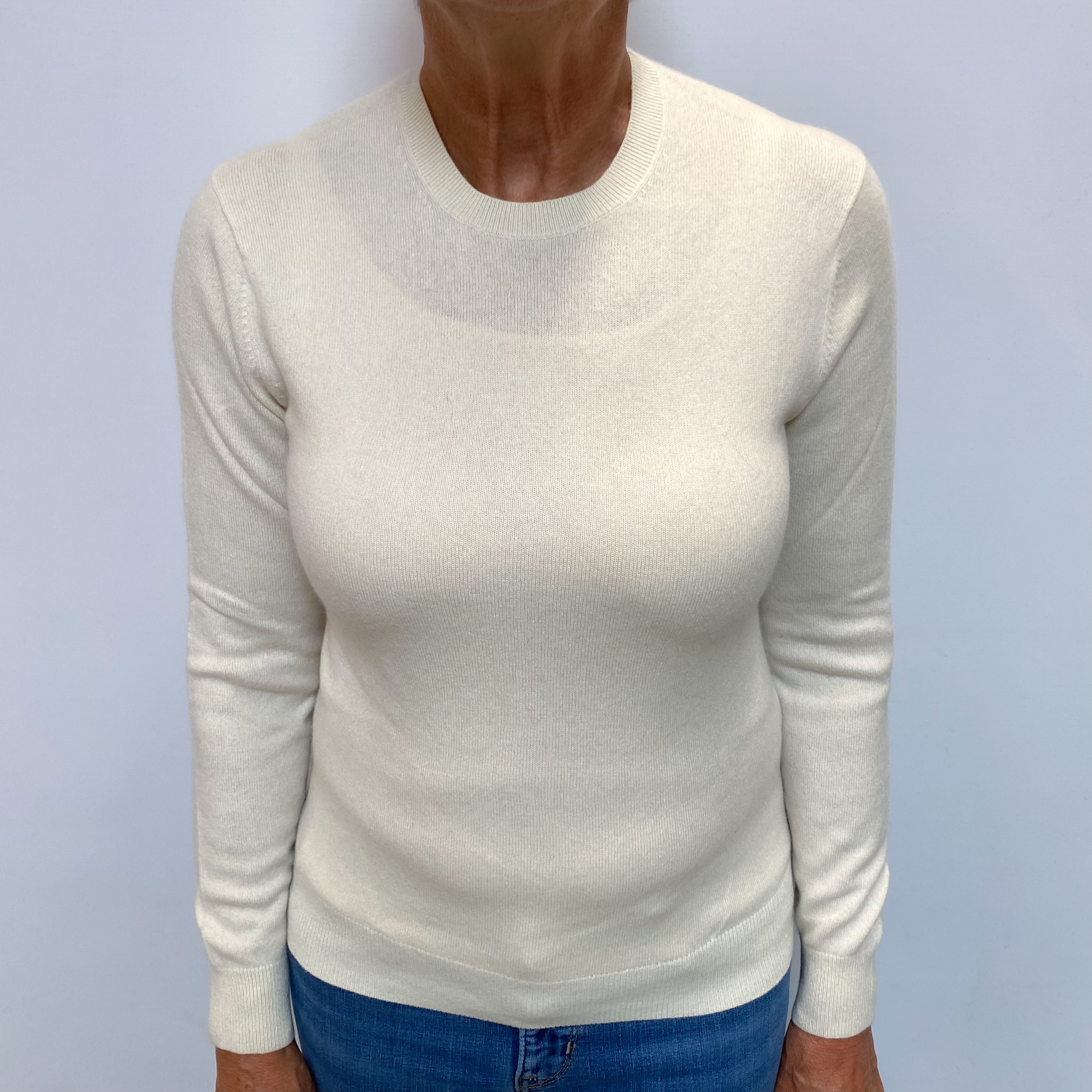 Vanilla Cream Cashmere Crew Neck Jumper Medium