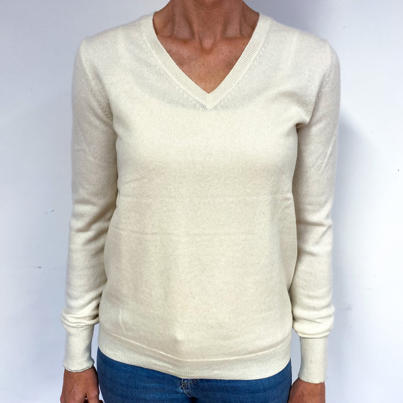 Warm Cream Cashmere V-Neck Jumper Medium