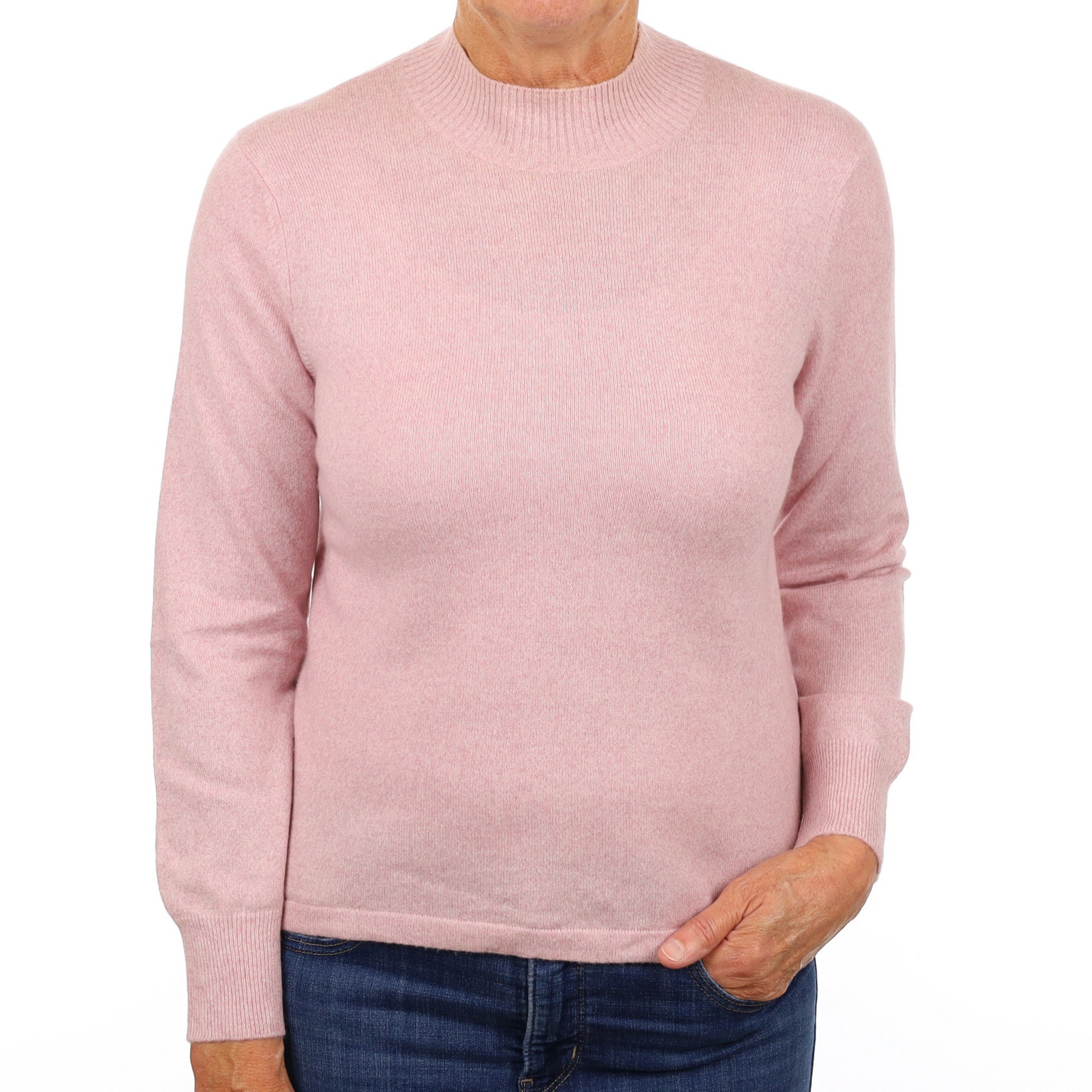 Shell Pink Cashmere Turtle Neck Jumper Medium
