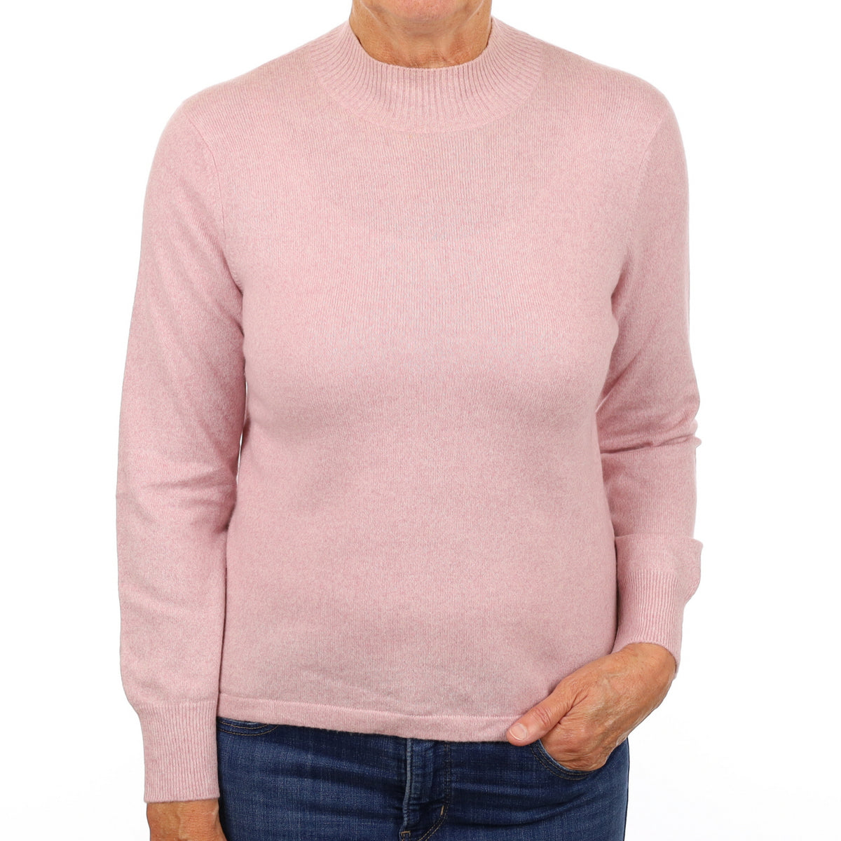 Shell Pink Cashmere Turtle Neck Jumper Medium
