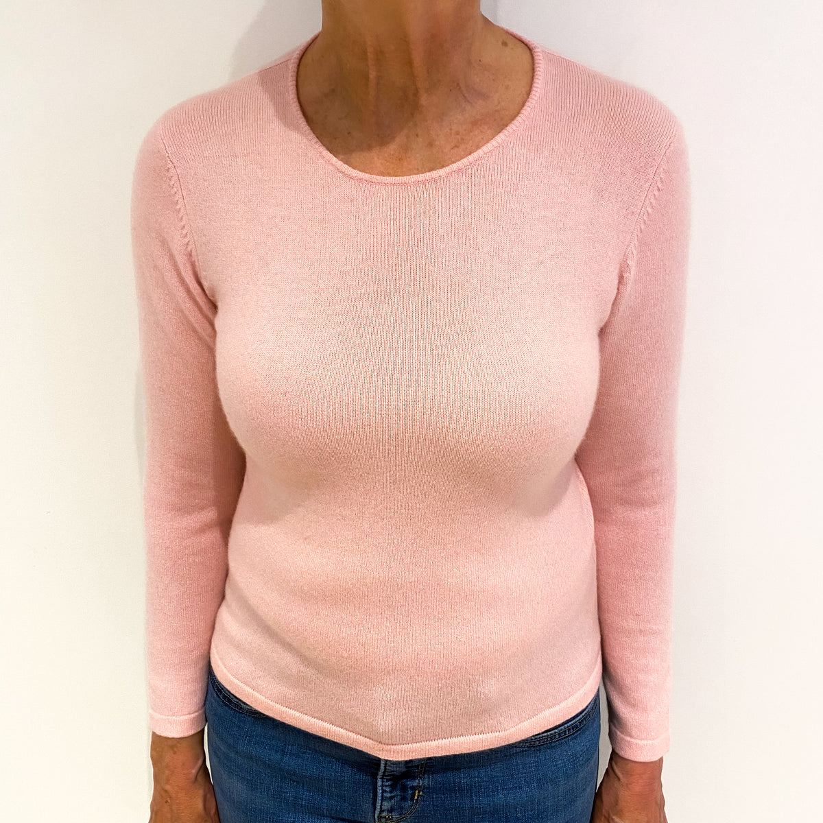 Shell Pink Cashmere Crew Neck Jumper Medium
