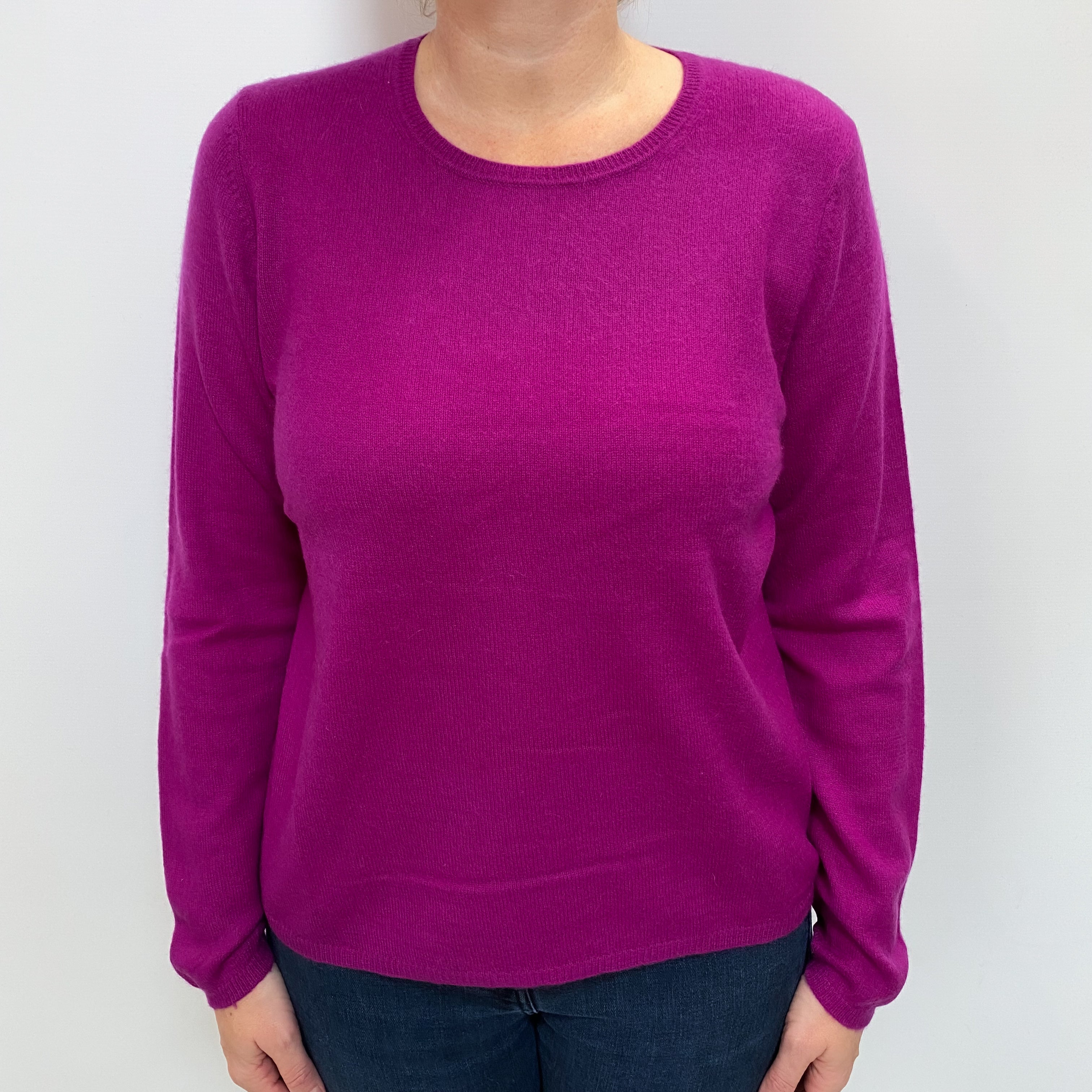 Magenta Purple Cashmere Crew Neck Jumper Large