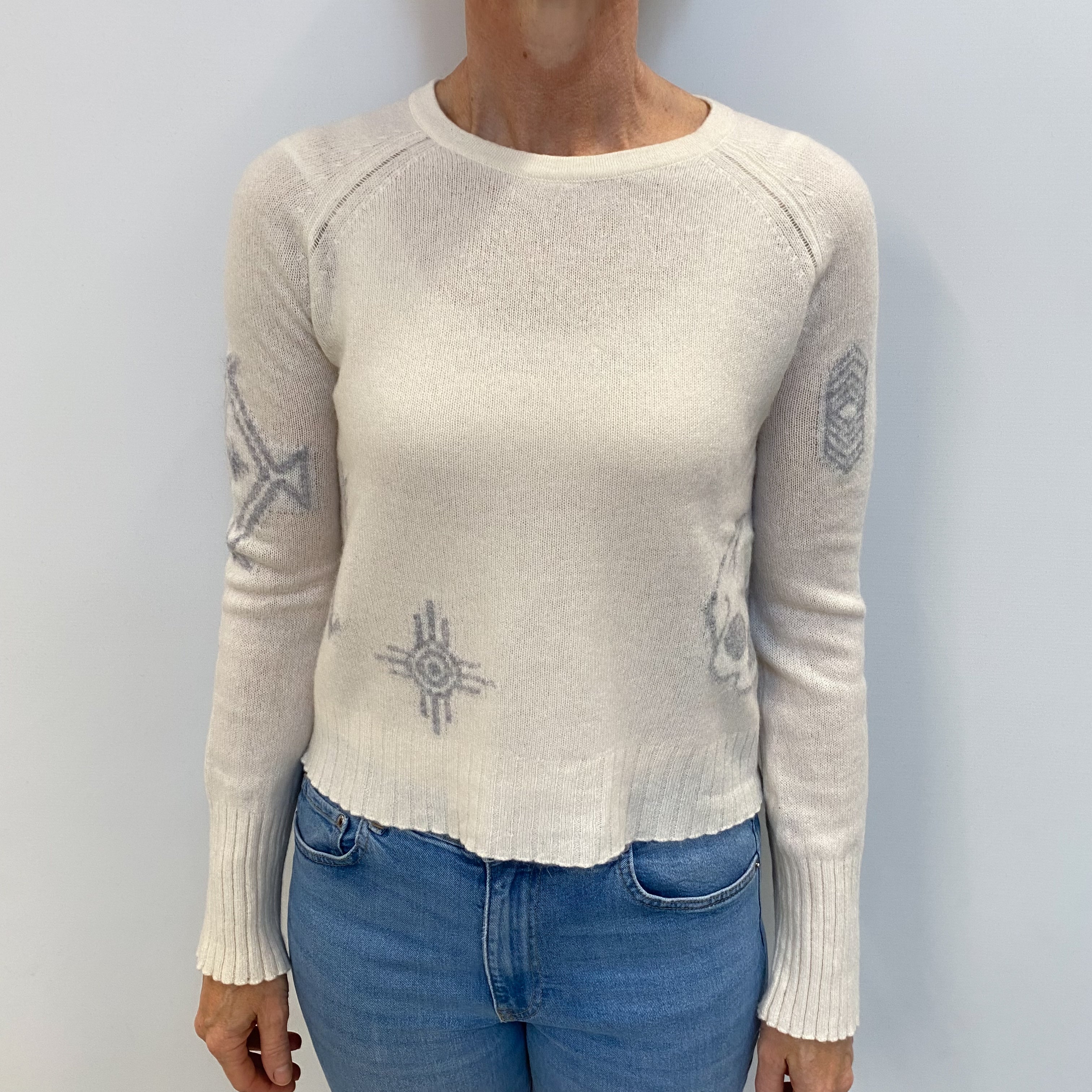 Winter White Cashmere Crew Neck Jumper Small
