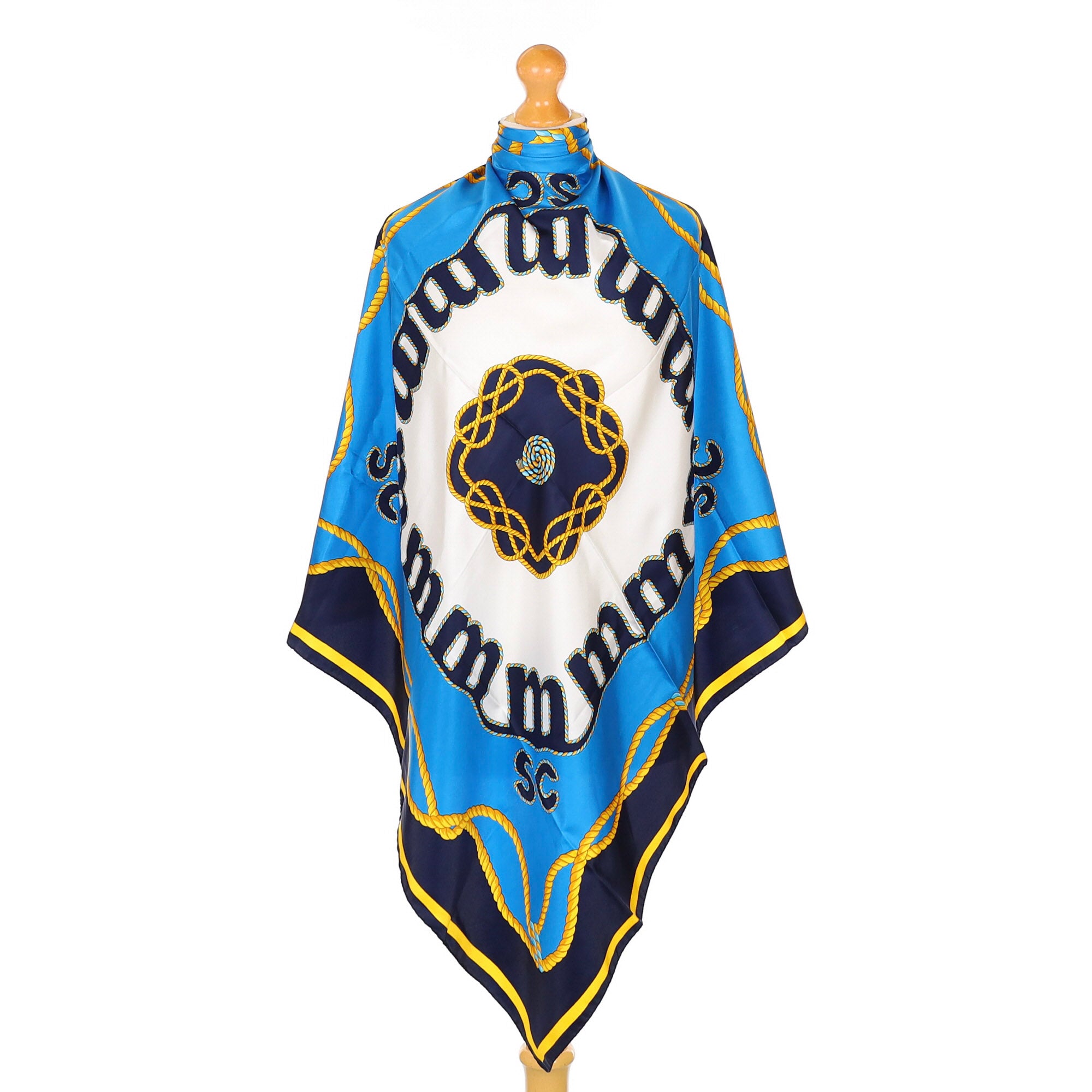 Monterey Blue Nautical Silk Scarf