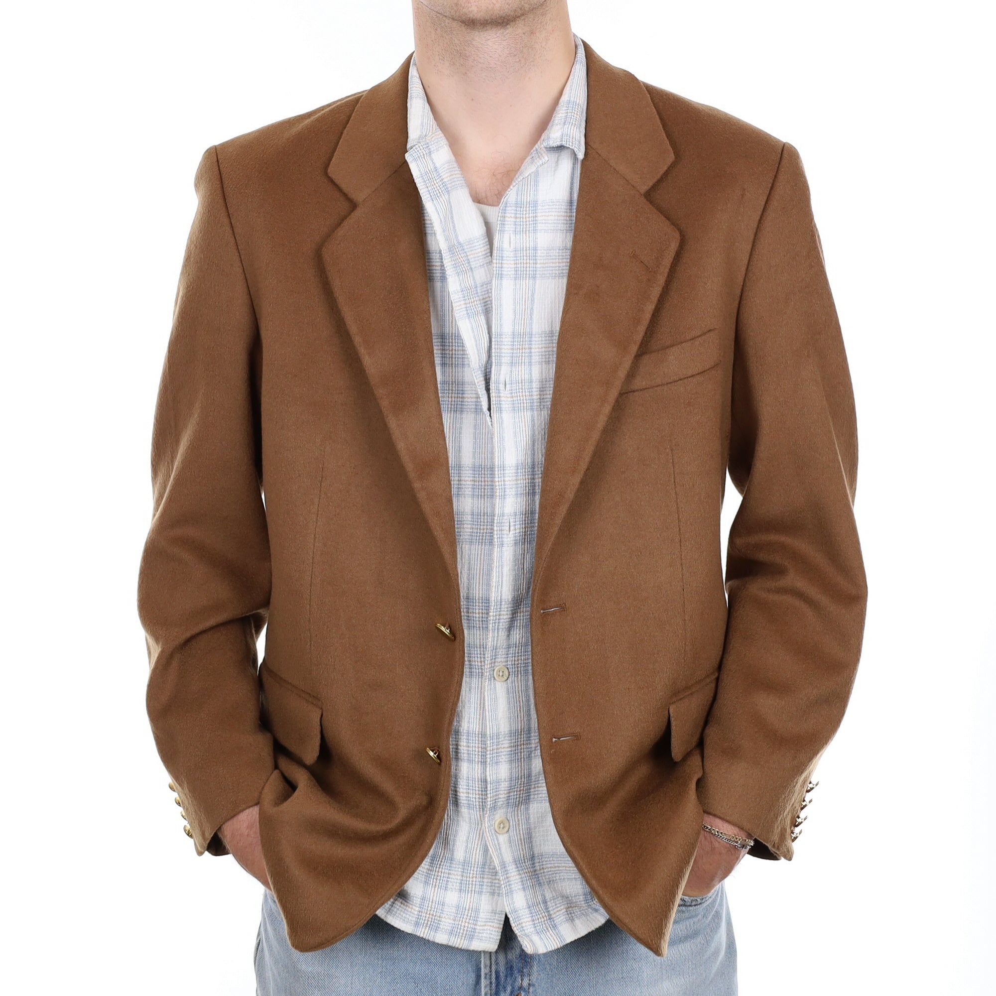 Men's Tan Brown Cashmere Blazer Medium