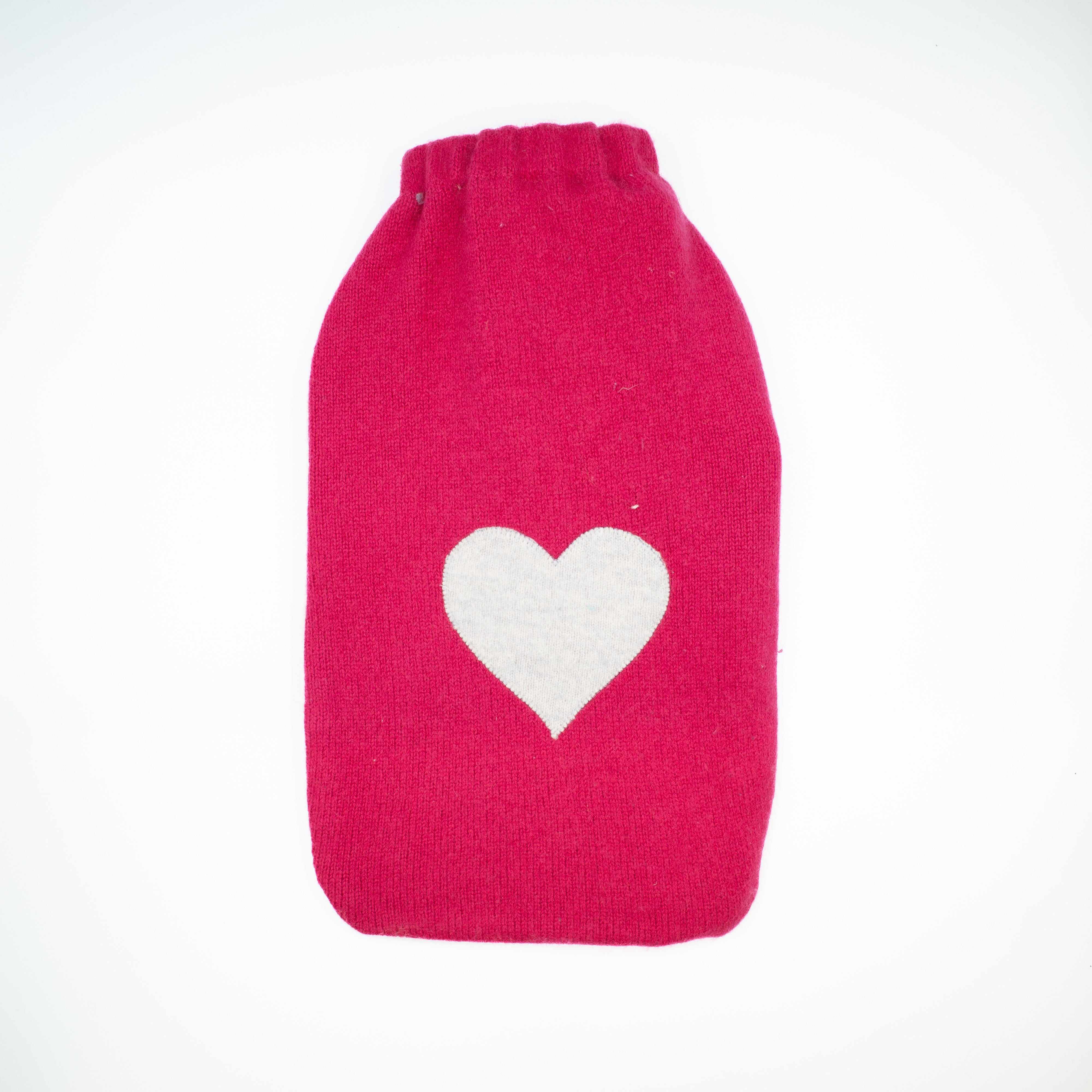 Hot Pink and Pale Grey Cashmere Large Hot Water Bottle