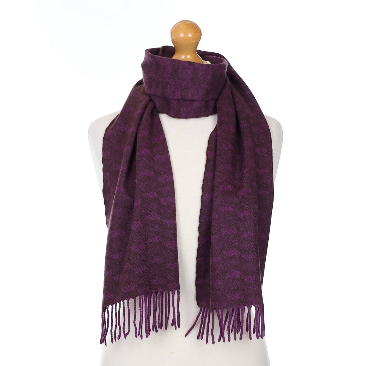 Purple Patterned Cashmere Woven Scarf