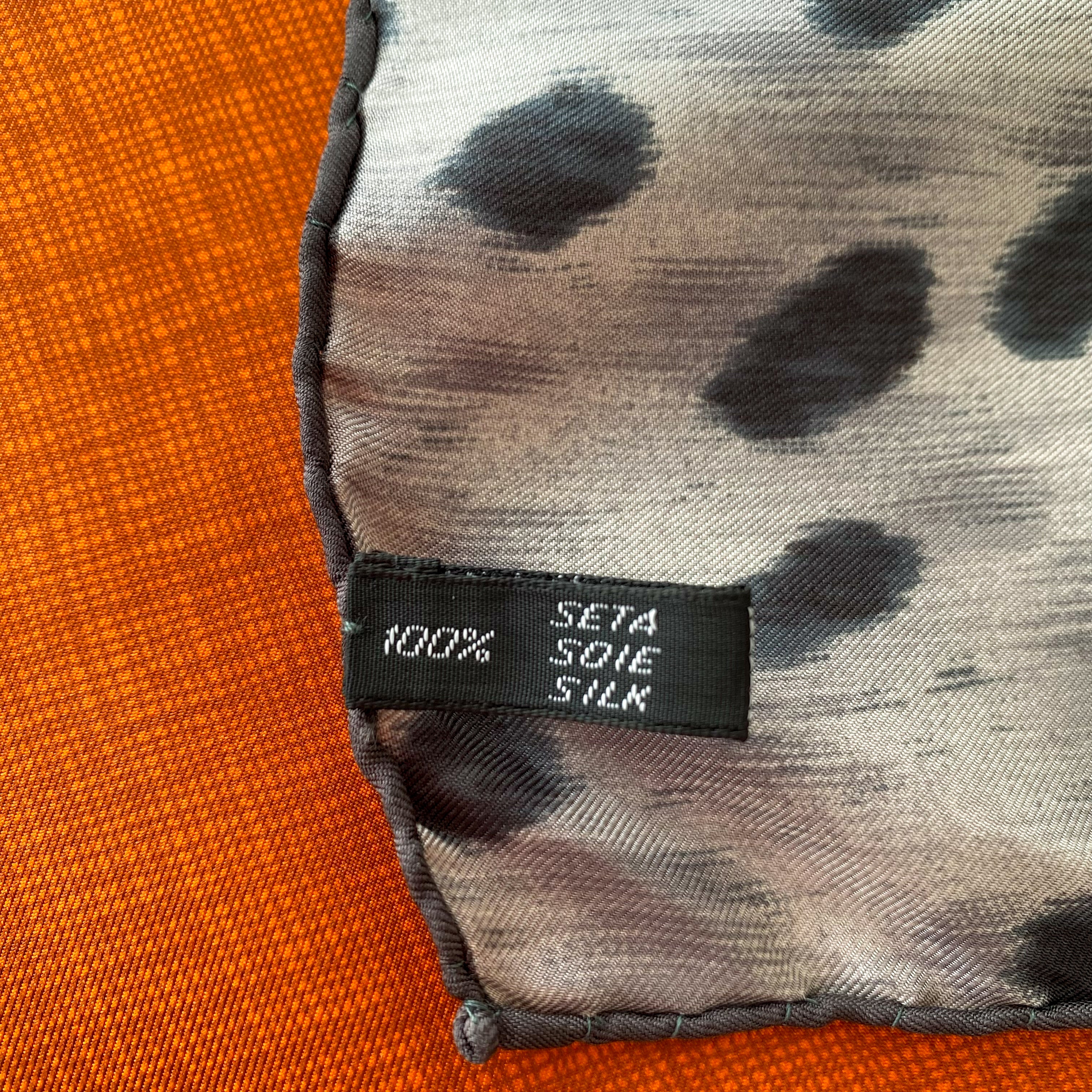 Immaculate Designer Valentino Orange and Grey Silk Scarf