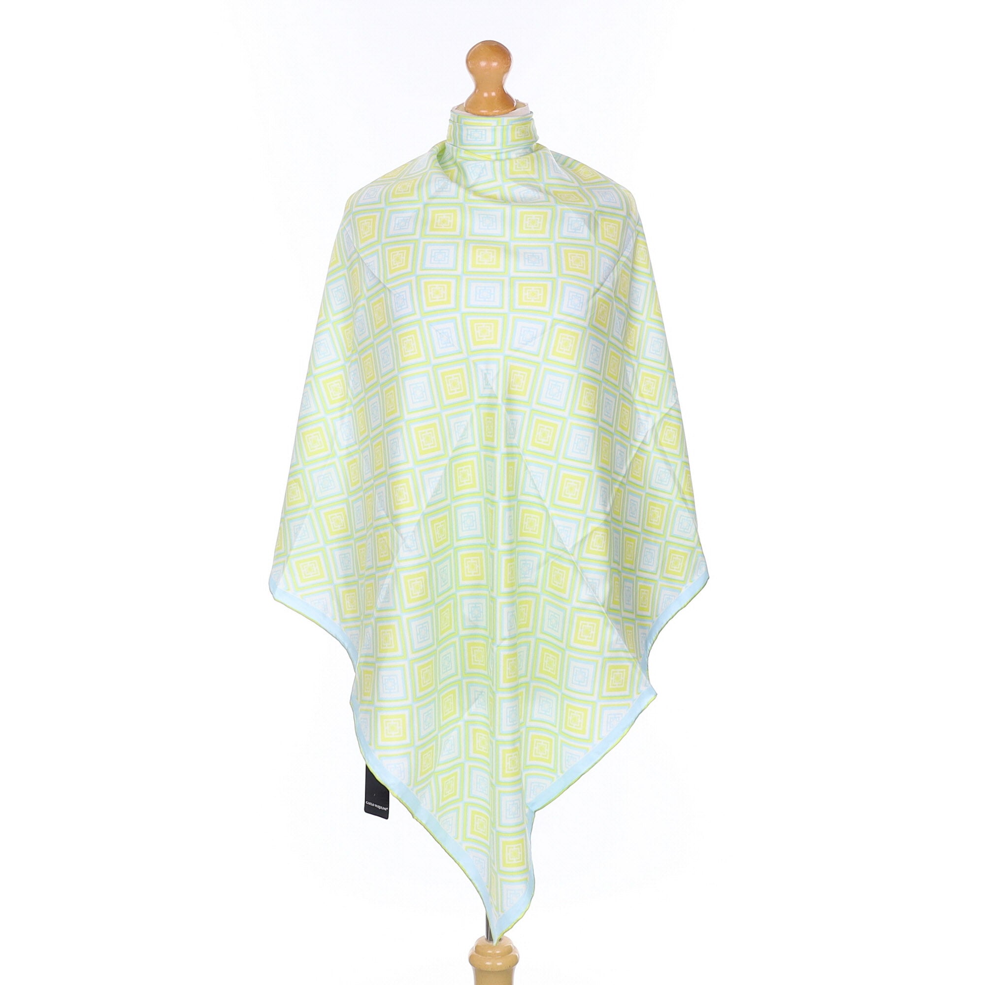 Brand New Carlo Pazolini Blue and Yellow Patterned Silk Scarf
