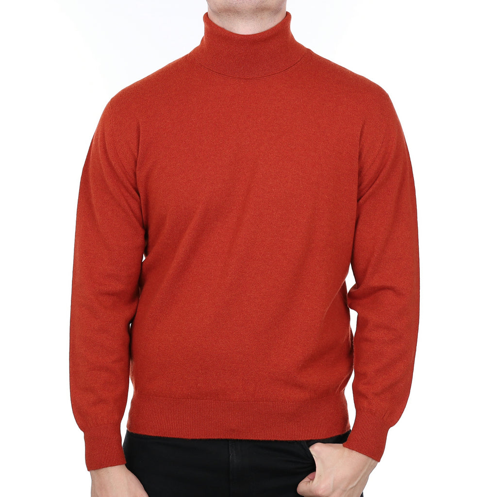 Men’s Brand New Scottish Hawico Burnt Orange Polo Neck Jumper XL