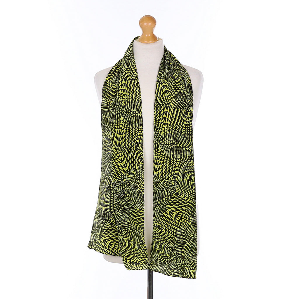 Charlotte Sparre Green and Black Patterned Silk Scarf