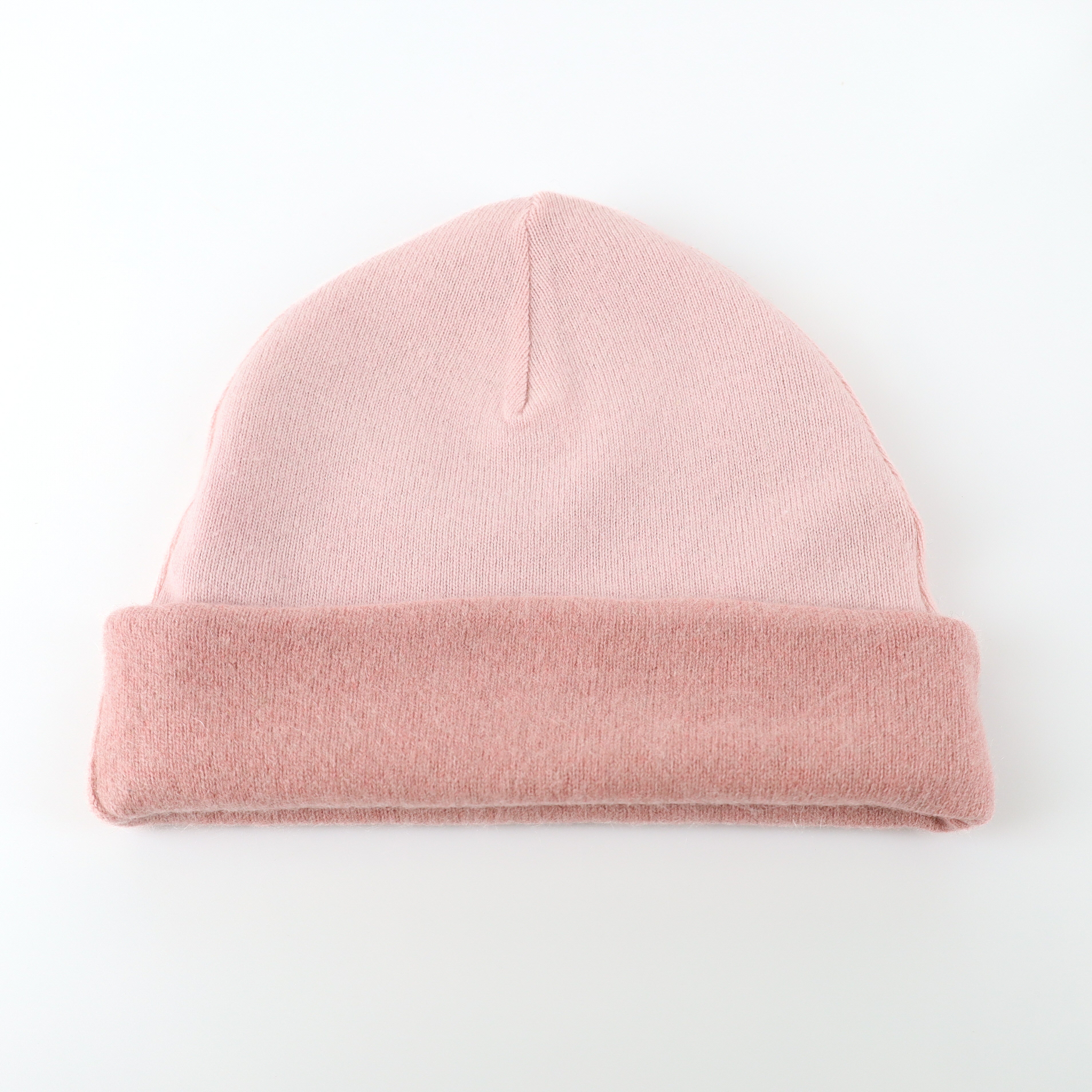 Ice Pink and Sweet Nectar Reversible Cashmere Beanie Hat