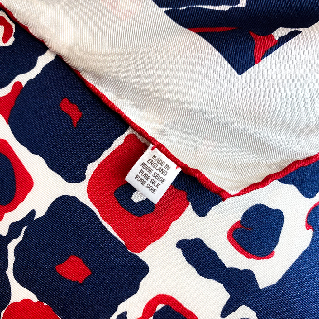 Red White and Blue Vintage Silk Scarf