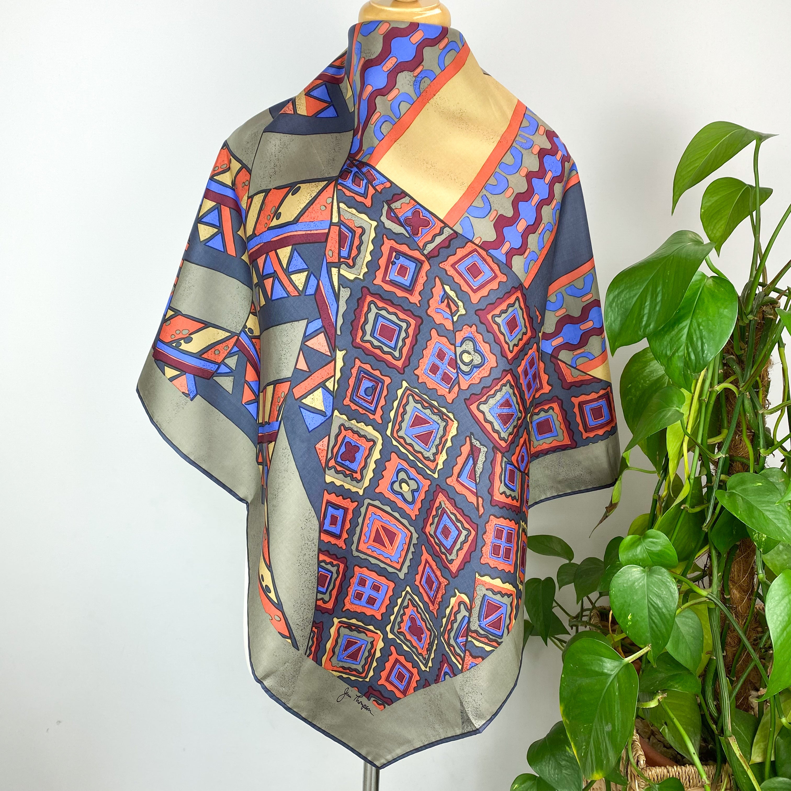 Abstract Geometric Jim Thompson Silk Scarf