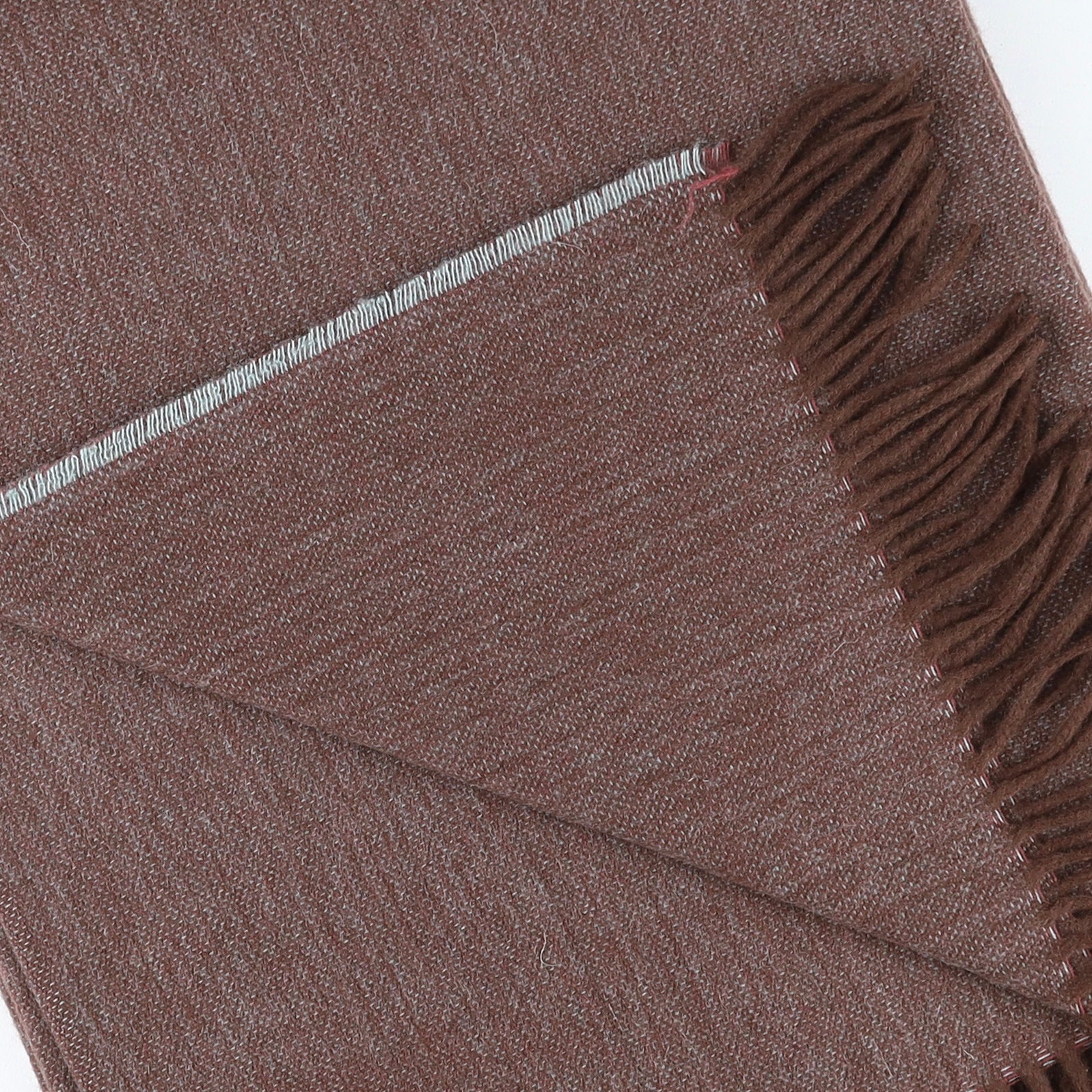 Brand New English Chocolate Duck Egg and Mulberry Marl Luxury Woven Cashmere Blanket