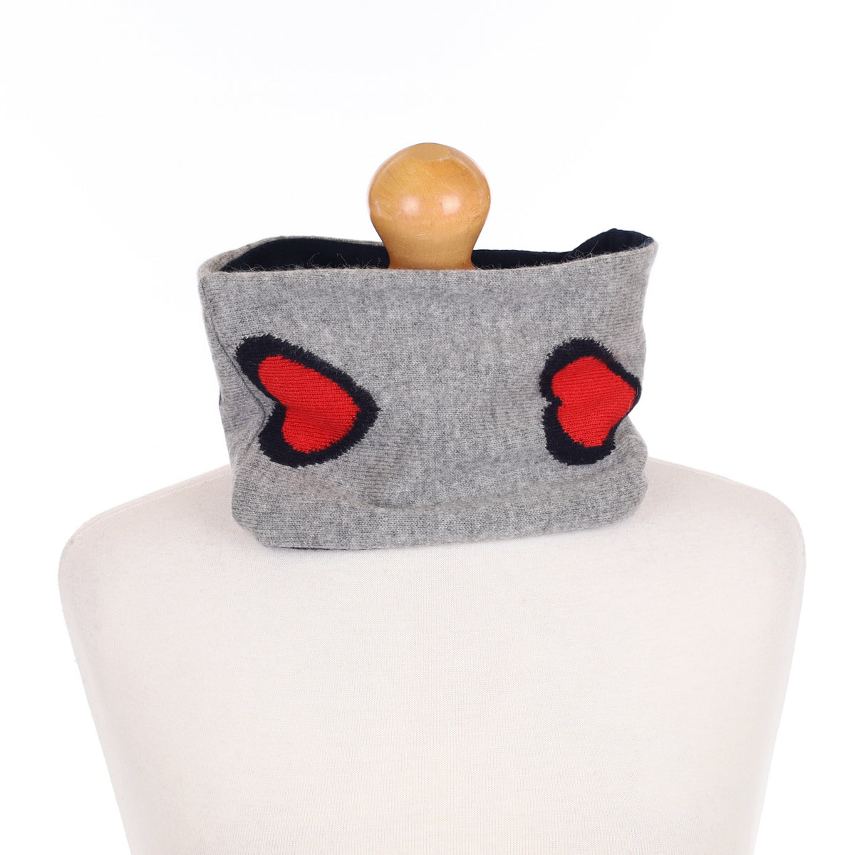 Grey Love Heart and Navy Neck Warmer