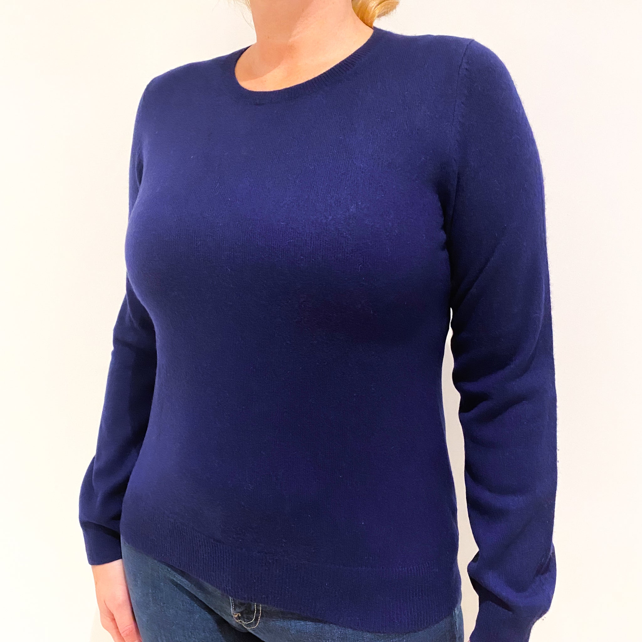 French Navy Cashmere Crew Neck Jumper Large