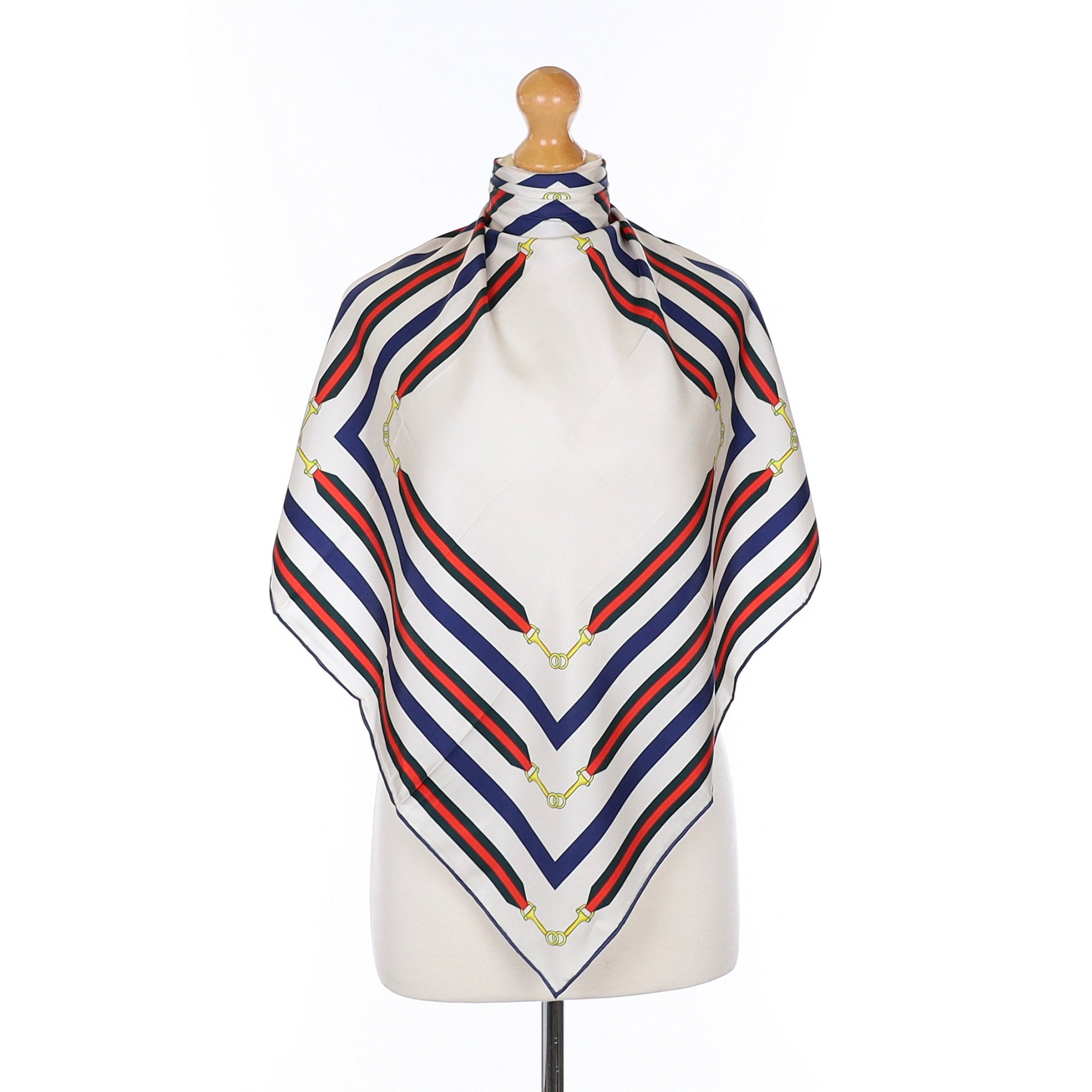 Brand New Equestrian Striped French Silk Scarf
