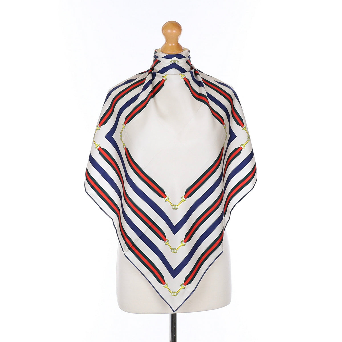 Brand New Equestrian Striped French Silk Scarf