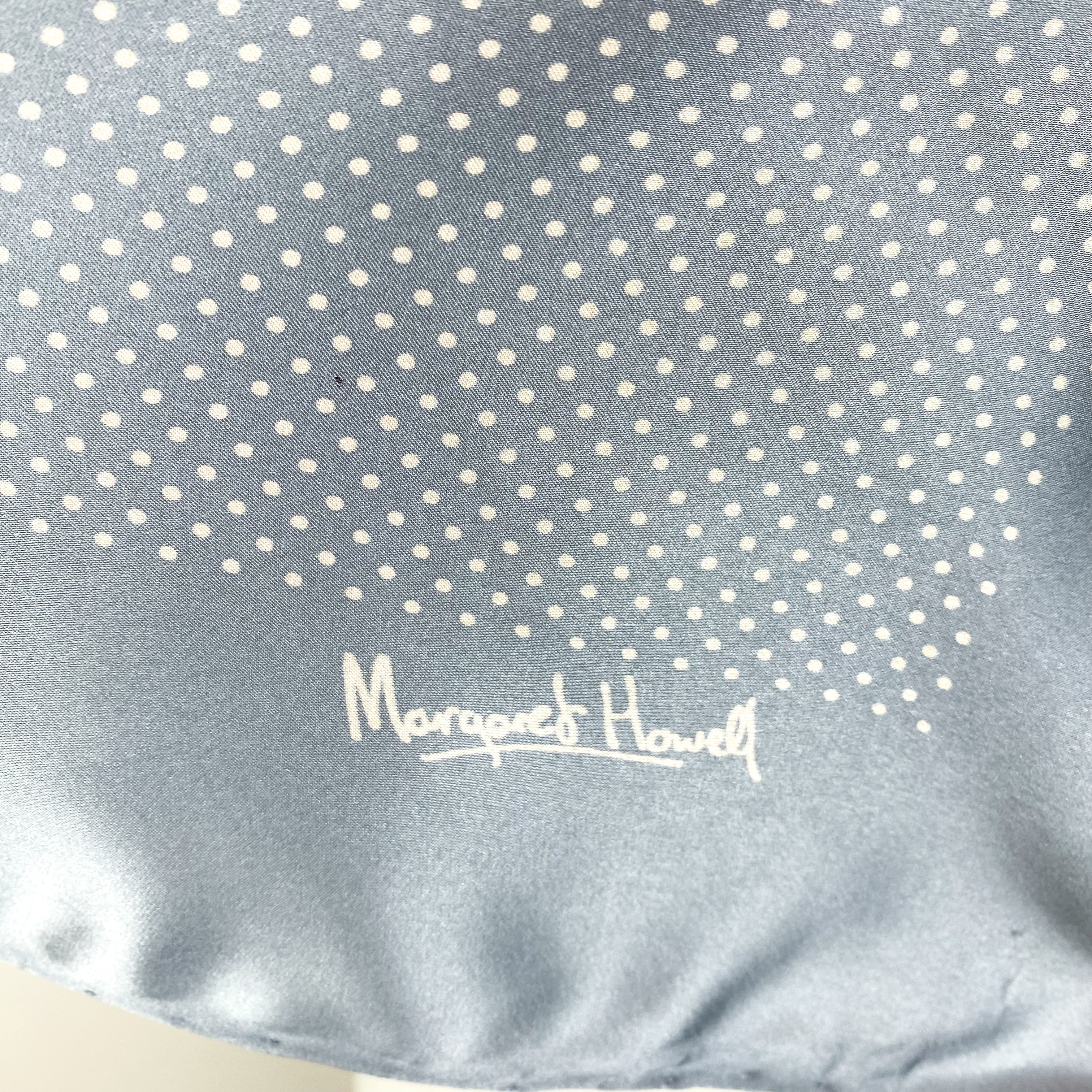 Margaret Howell Dove Grey Spotty Silk Scarf