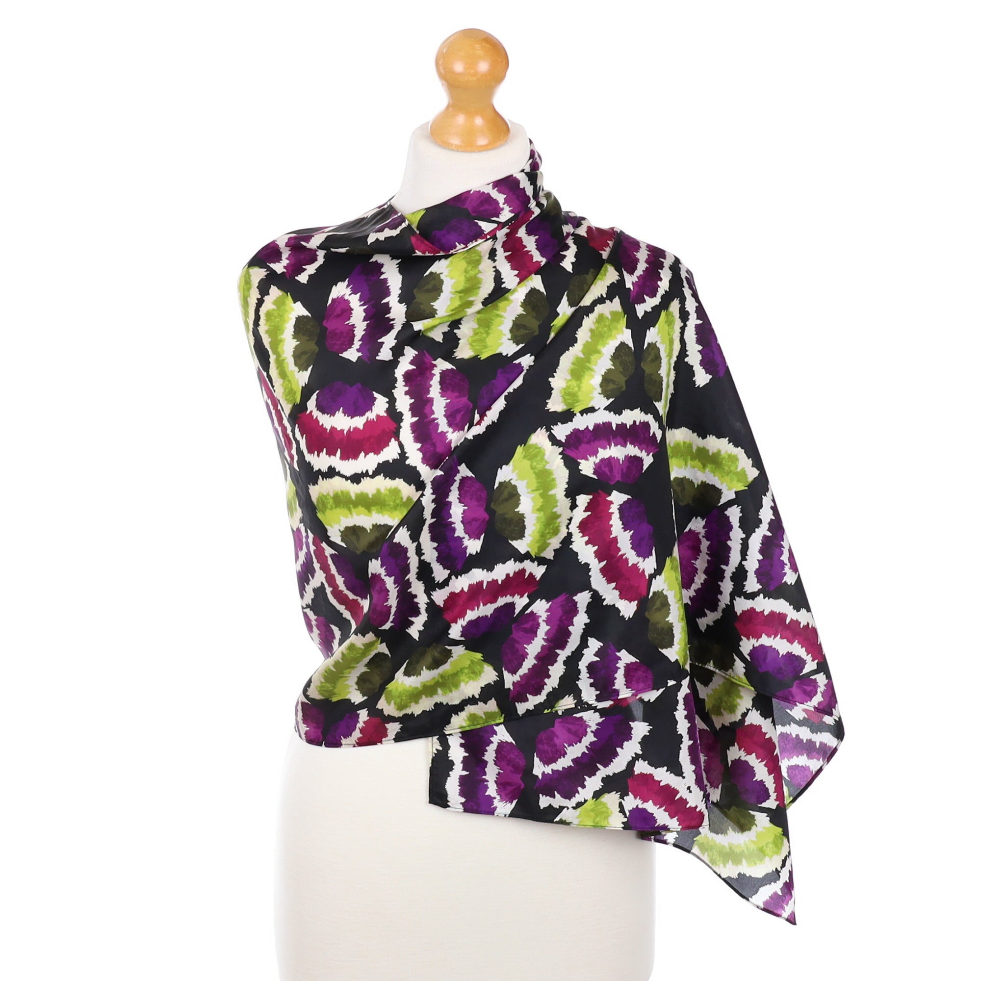 Abstract Wrap Style Silk Scarf