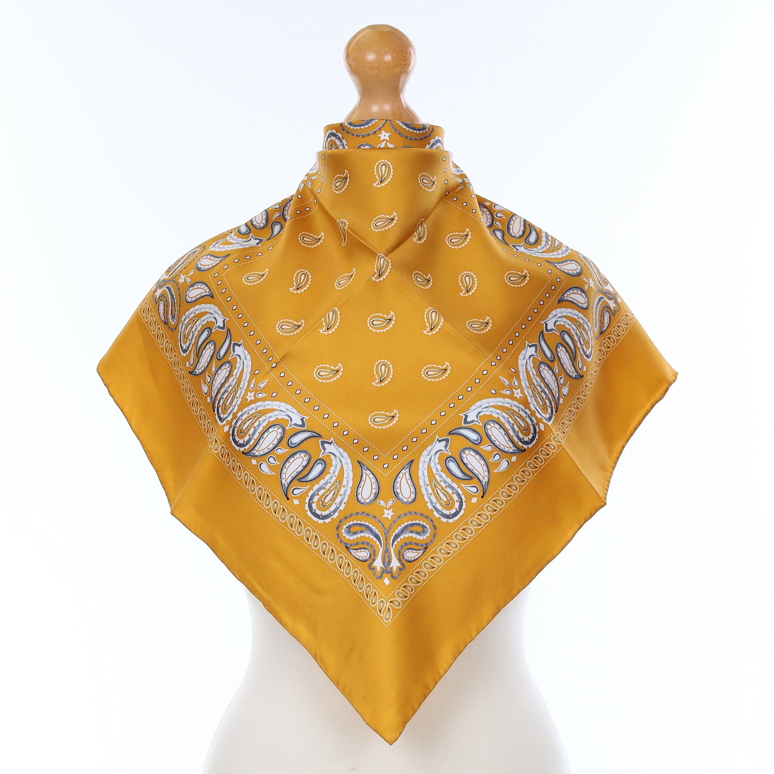 Mustard Paisley Silk Scarf