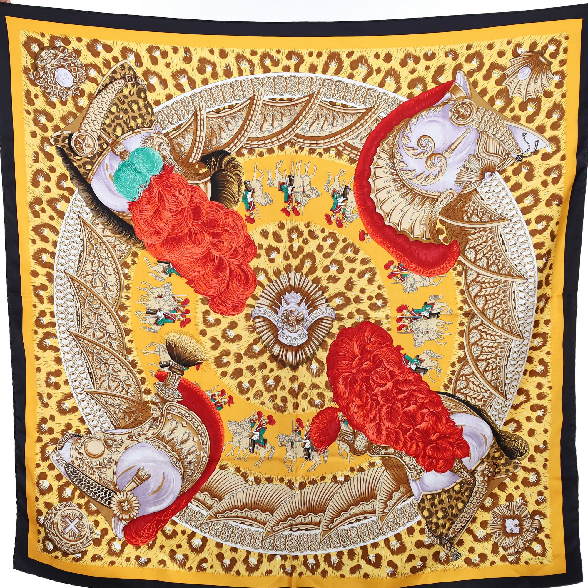 Pristine Hermès Casques et Plumets Silk Scarf