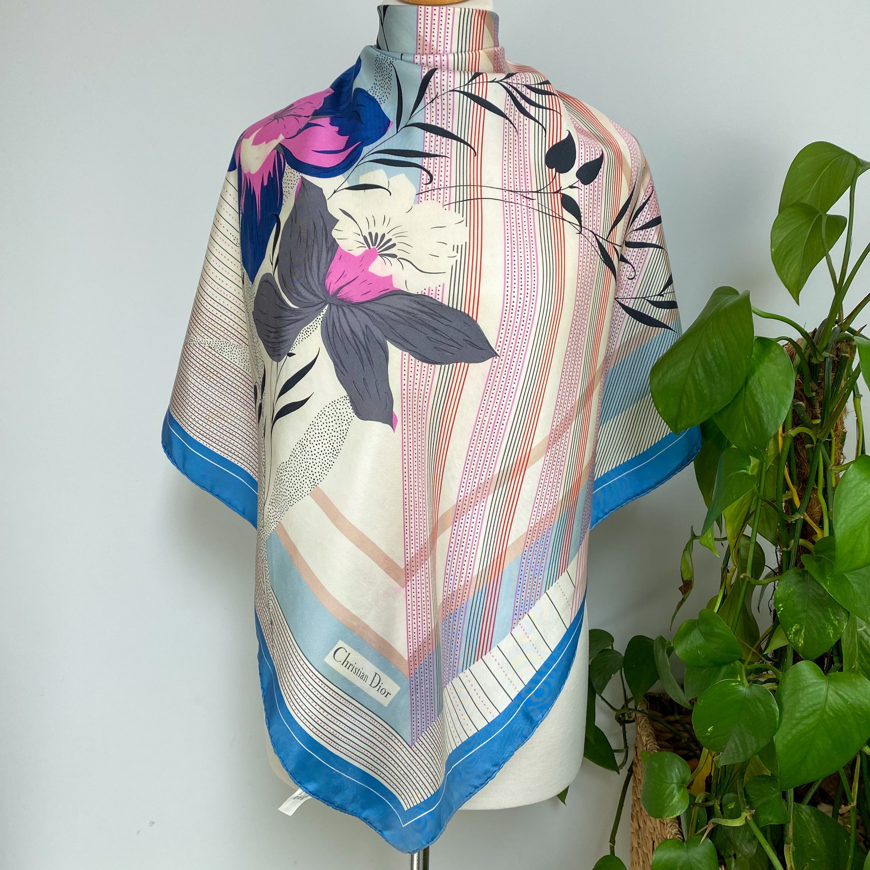 1960s Christian Dior Vintage Silk Scarf