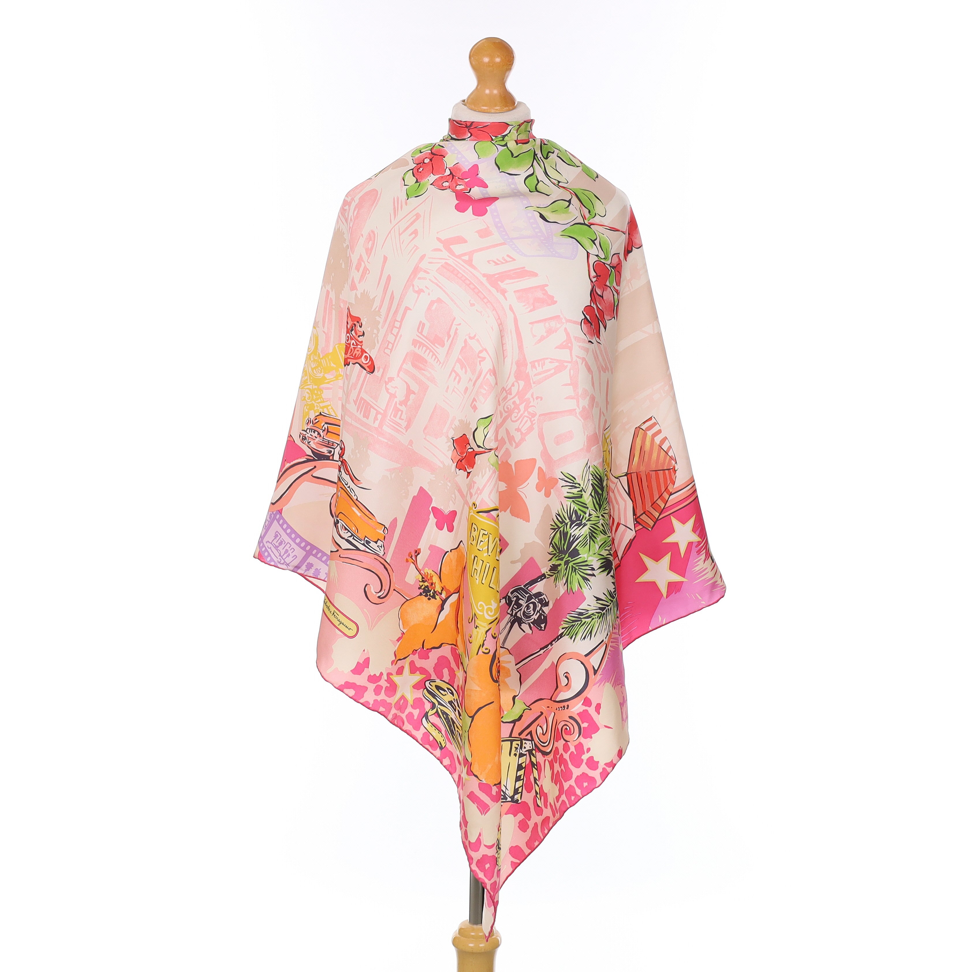 Salvatore Ferragamo Pink Hollywood Silk Scarf