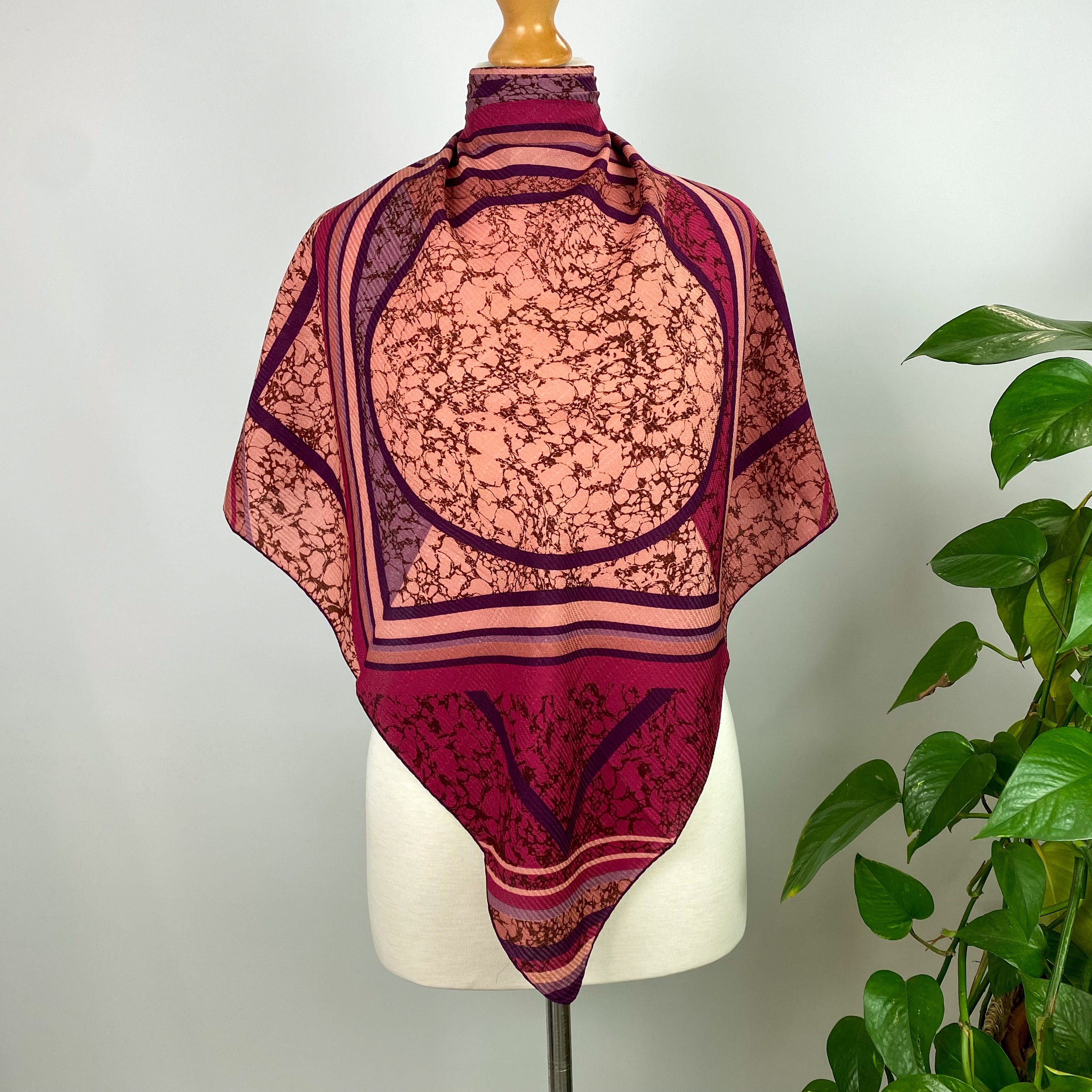 Lanvin Pink Abstract Designer Silk Scarf