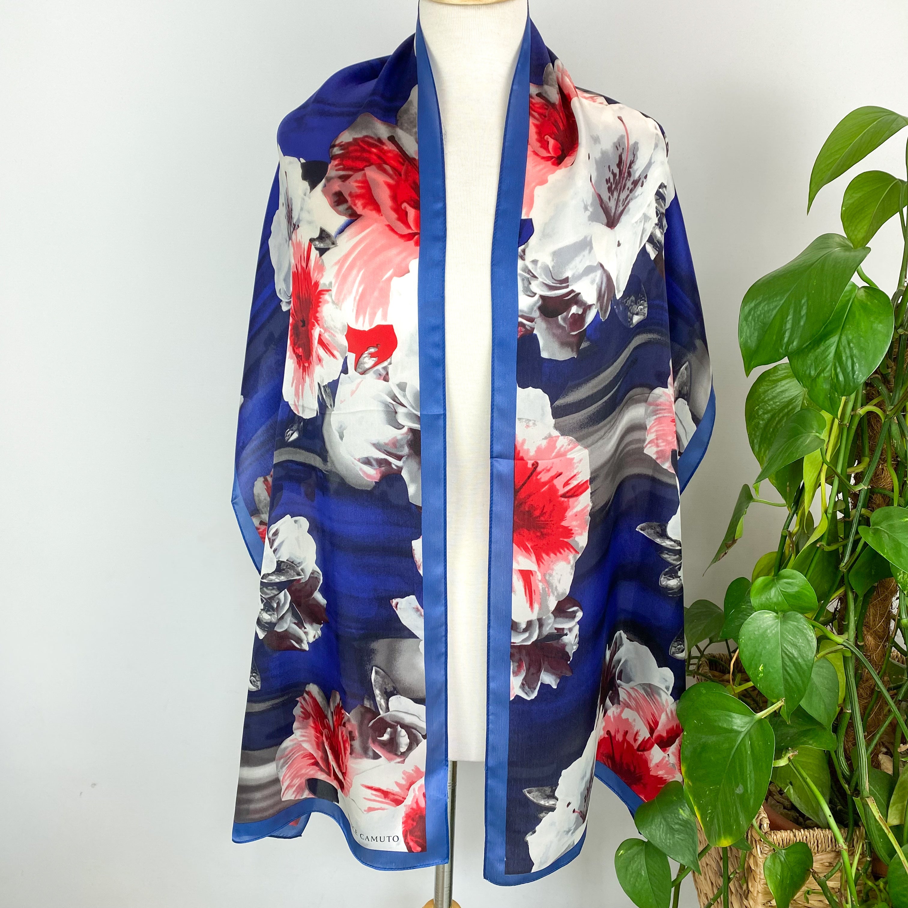 Vince Camuto Floral Long Silk Scarf