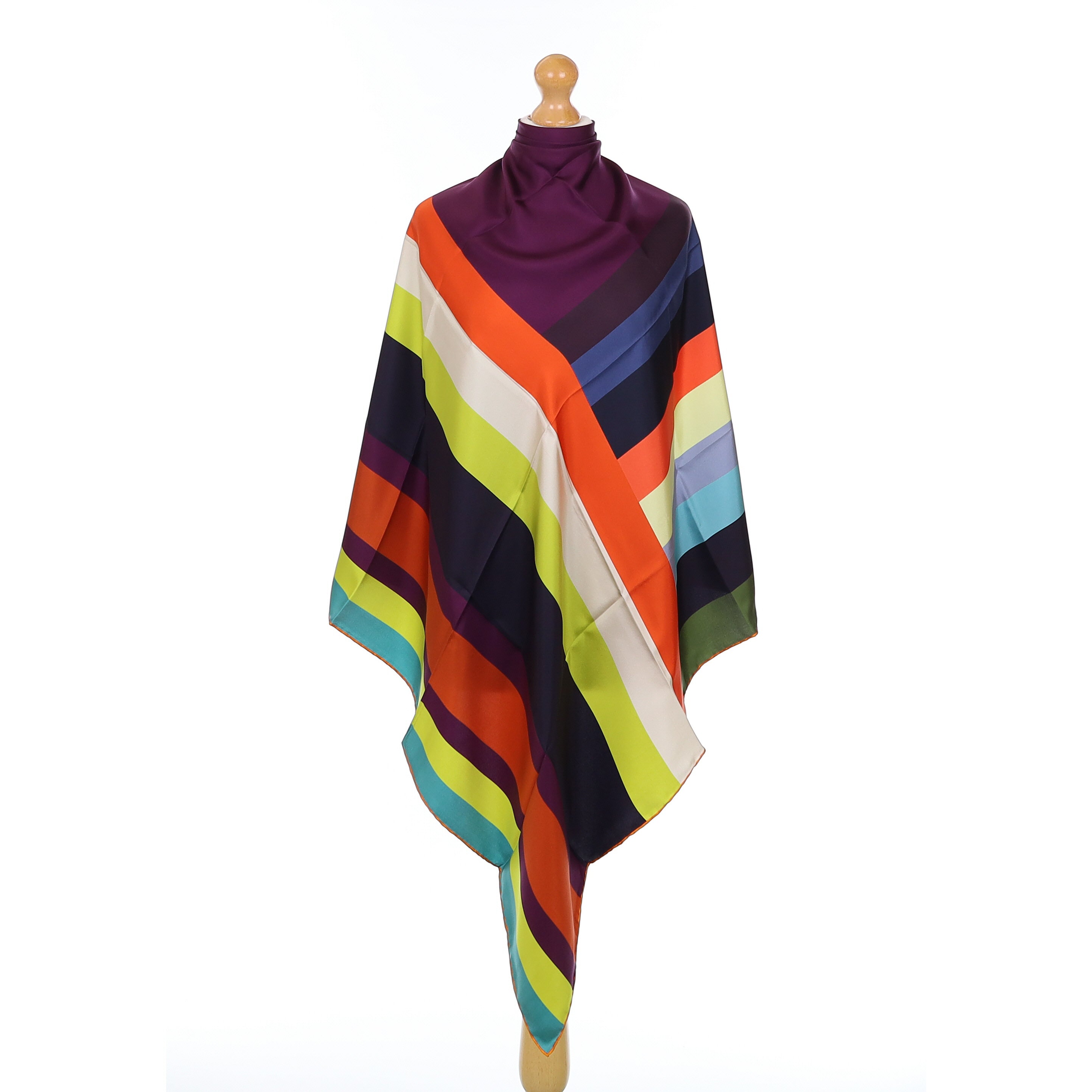 Brand New Italian Colourful Striped Silk Scarf