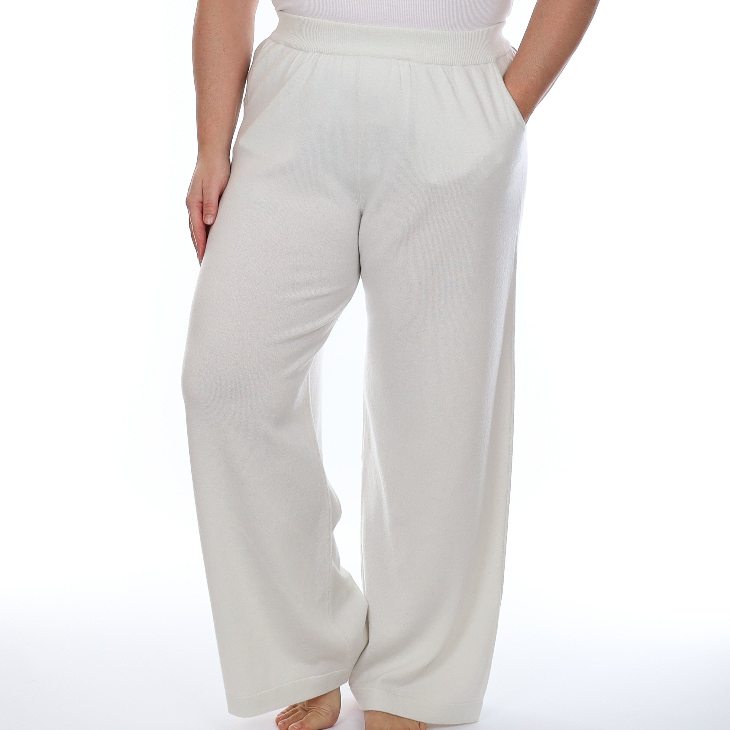Brand New Scottish Winter White Cashmere Wide Leg Lounge Pants Large
