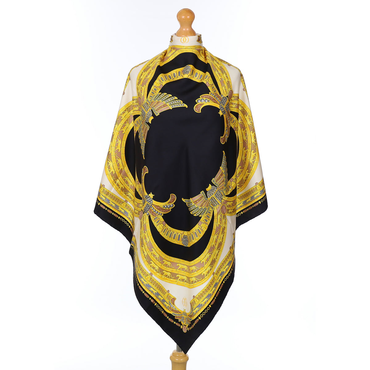 Cartier Gold Scarab Beetles Silk Scarf
