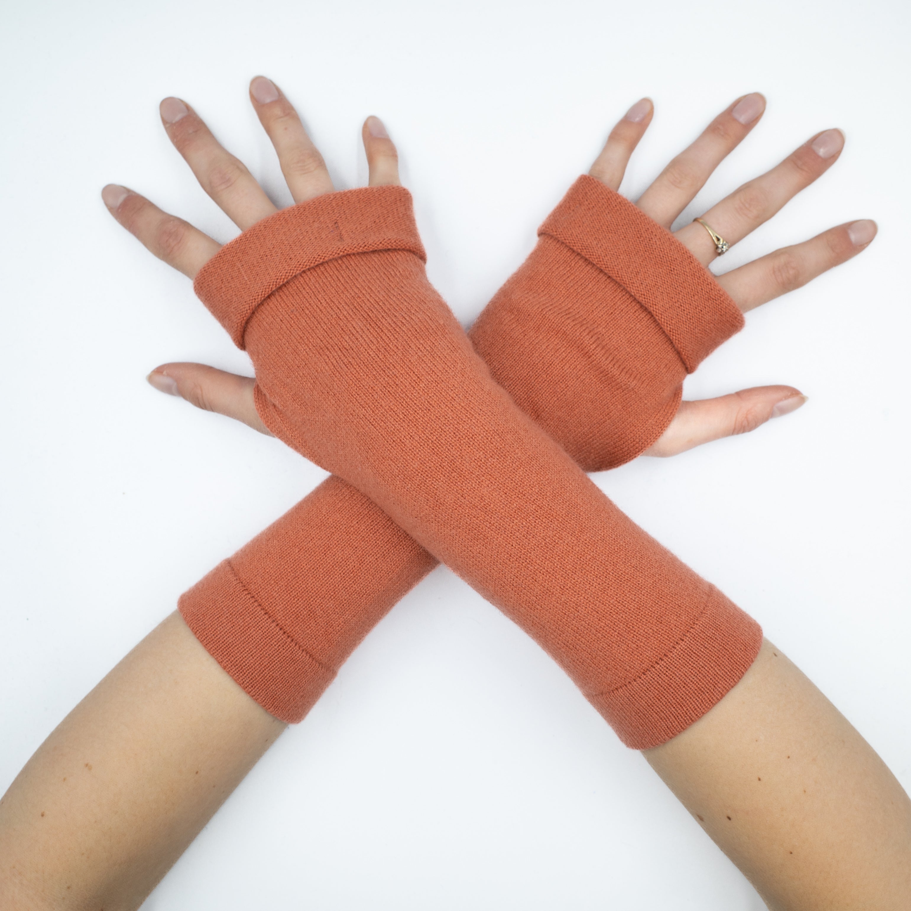 Coral Orange Fingerless Gloves