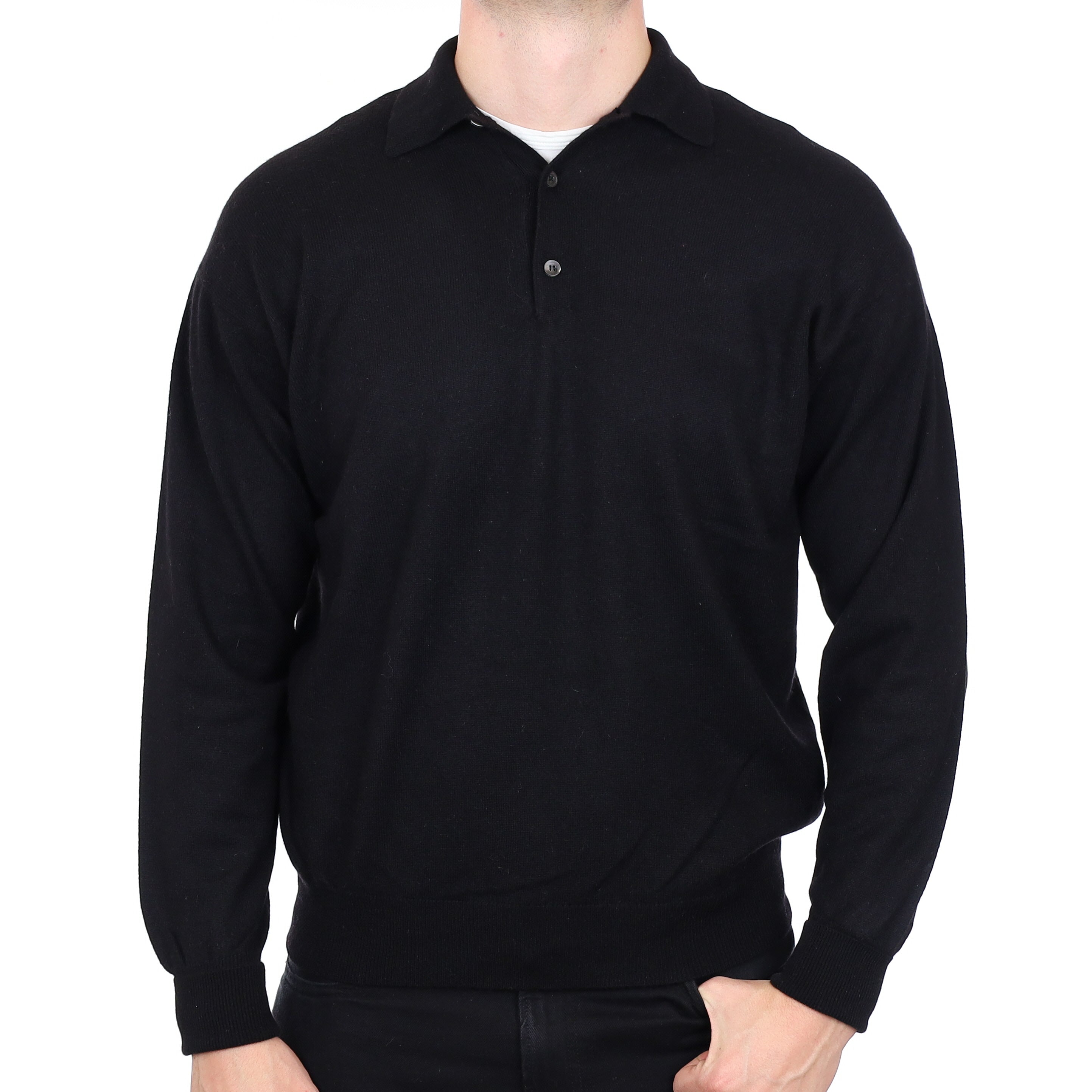 Men’s Ermenegildo Zegna Black Cashmere 1/4 Button Jumper Extra Large