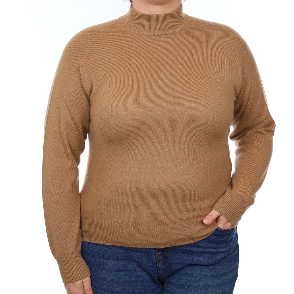Toffee Brown Cashmere Turtle Neck Jumper Large